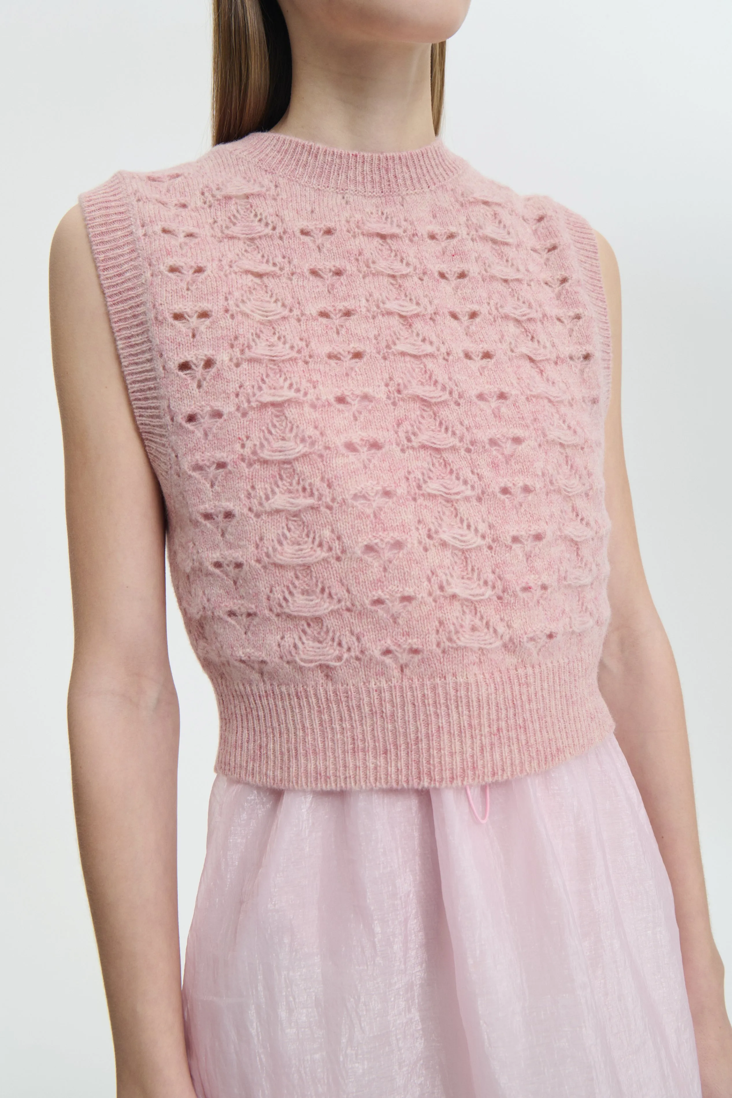 BRISA | VEST HERITAGE LACE KNIT SOFT PINK sold by Cecilie Bahnsen product image thumbnail 3