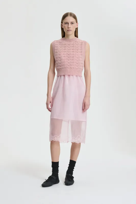 BRISA | VEST HERITAGE LACE KNIT SOFT PINK made by AW25
