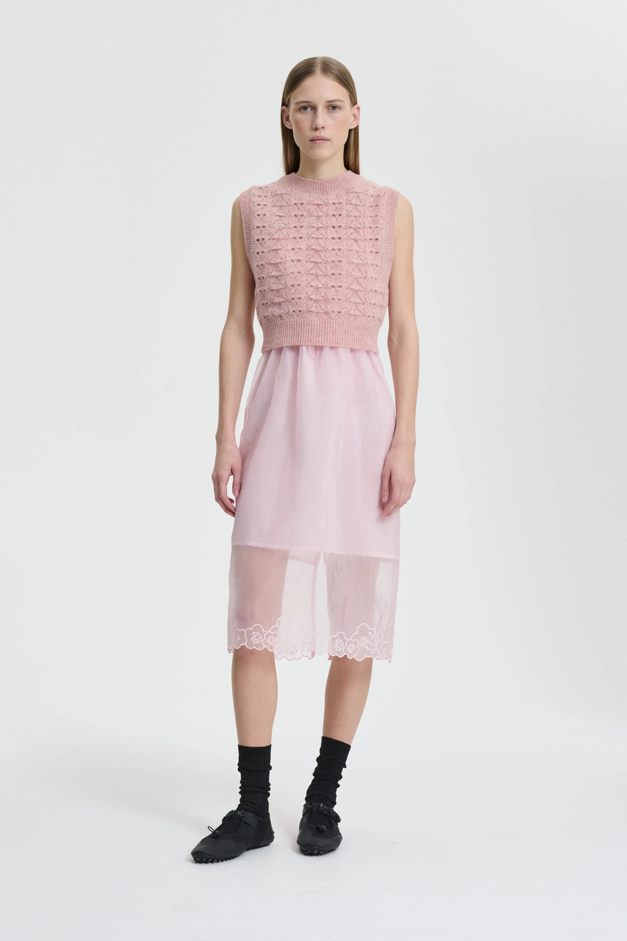 BRISA | VEST HERITAGE LACE KNIT SOFT PINK sold by Cecilie Bahnsen