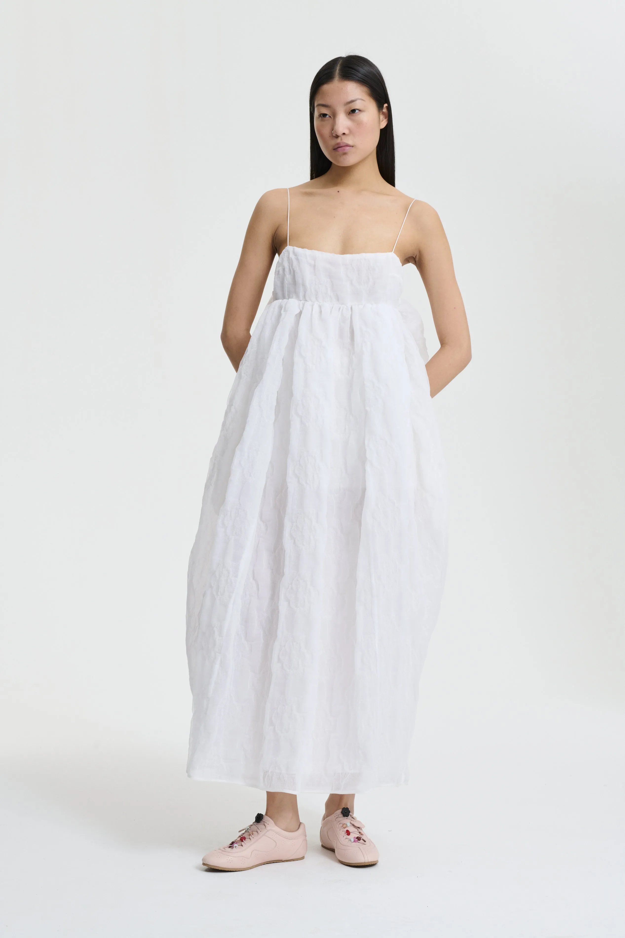 VILMA | DRESS AVENS MATELASSÉ WHITE sold by Cecilie Bahnsen