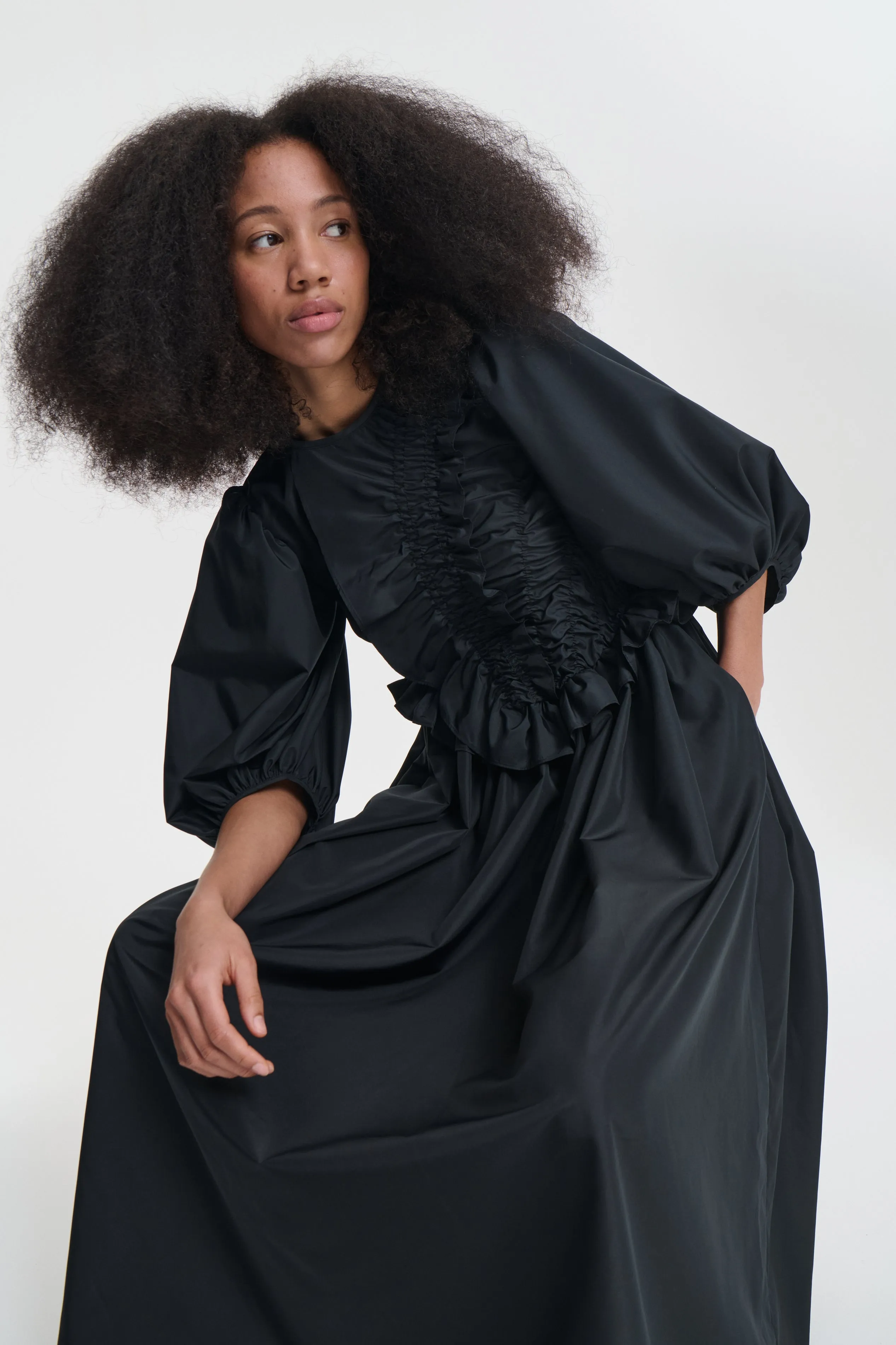 BOLIA | DRESS RECYCLED FAILLE BLACK sold by Cecilie Bahnsen product image thumbnail 3