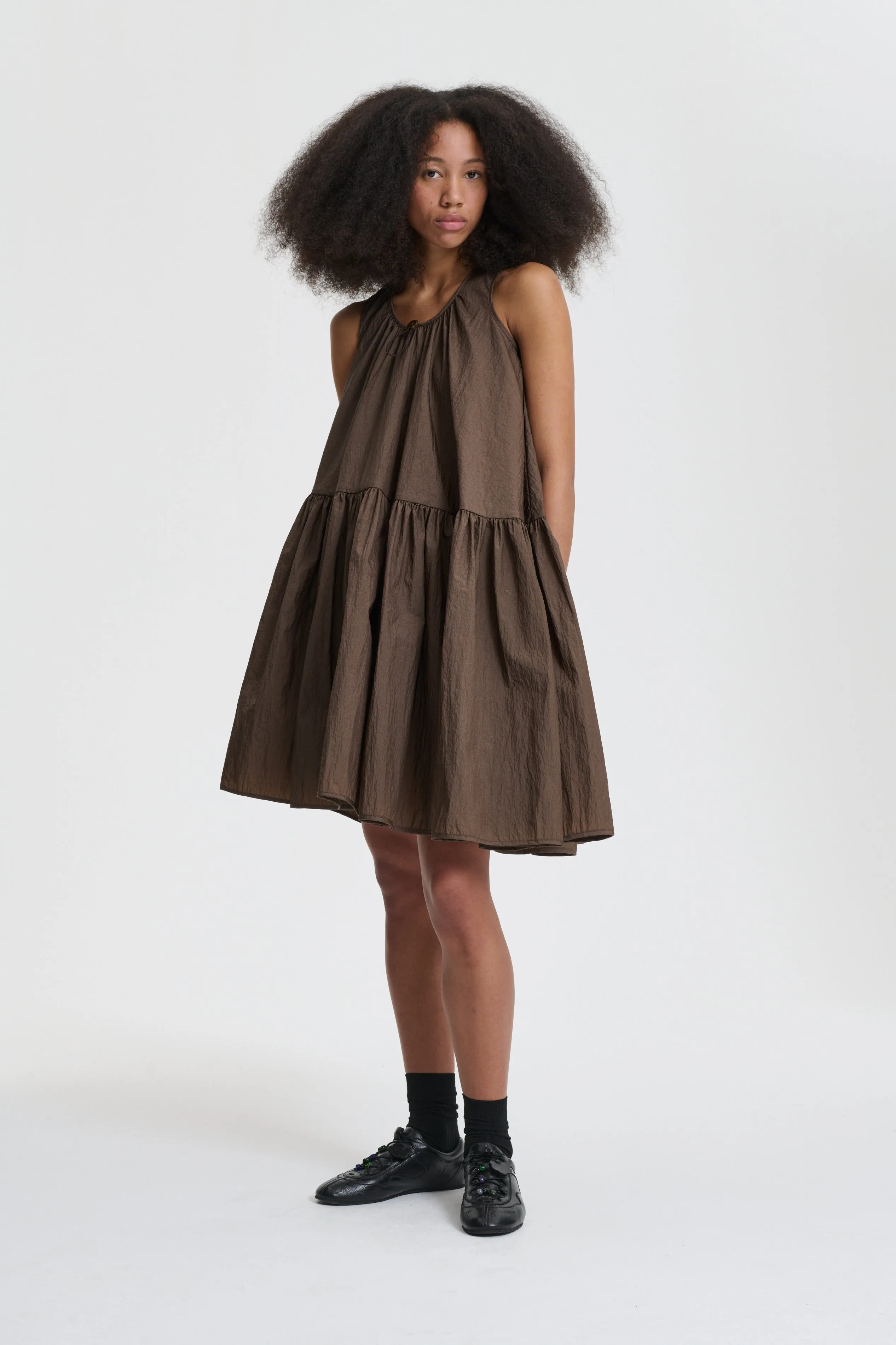AZELIA | DRESS RECYCLED TAFFETA SOIL BROWN sold by Cecilie Bahnsen product image thumbnail 2