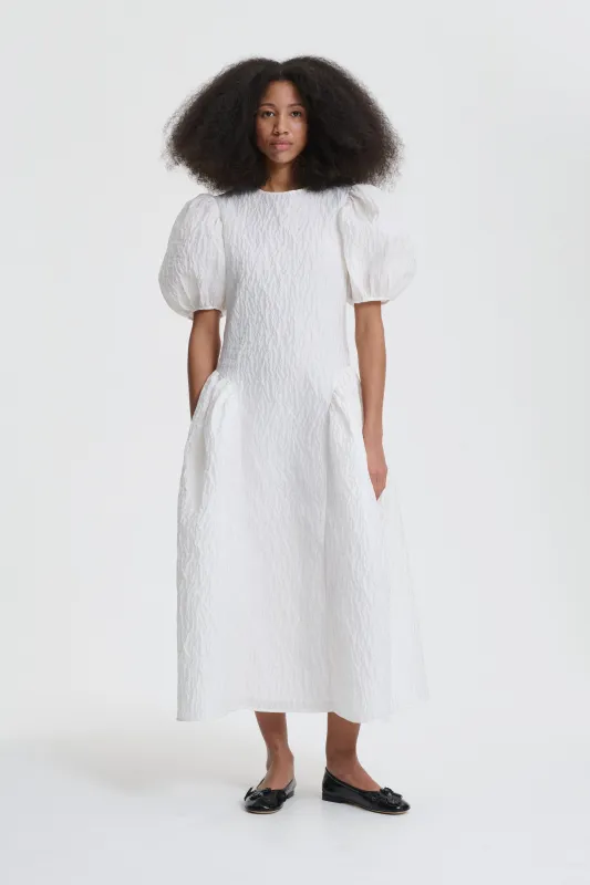 BALI | DRESS LOBELIA MATELASSÉ WHITE sold by Cecilie Bahnsen