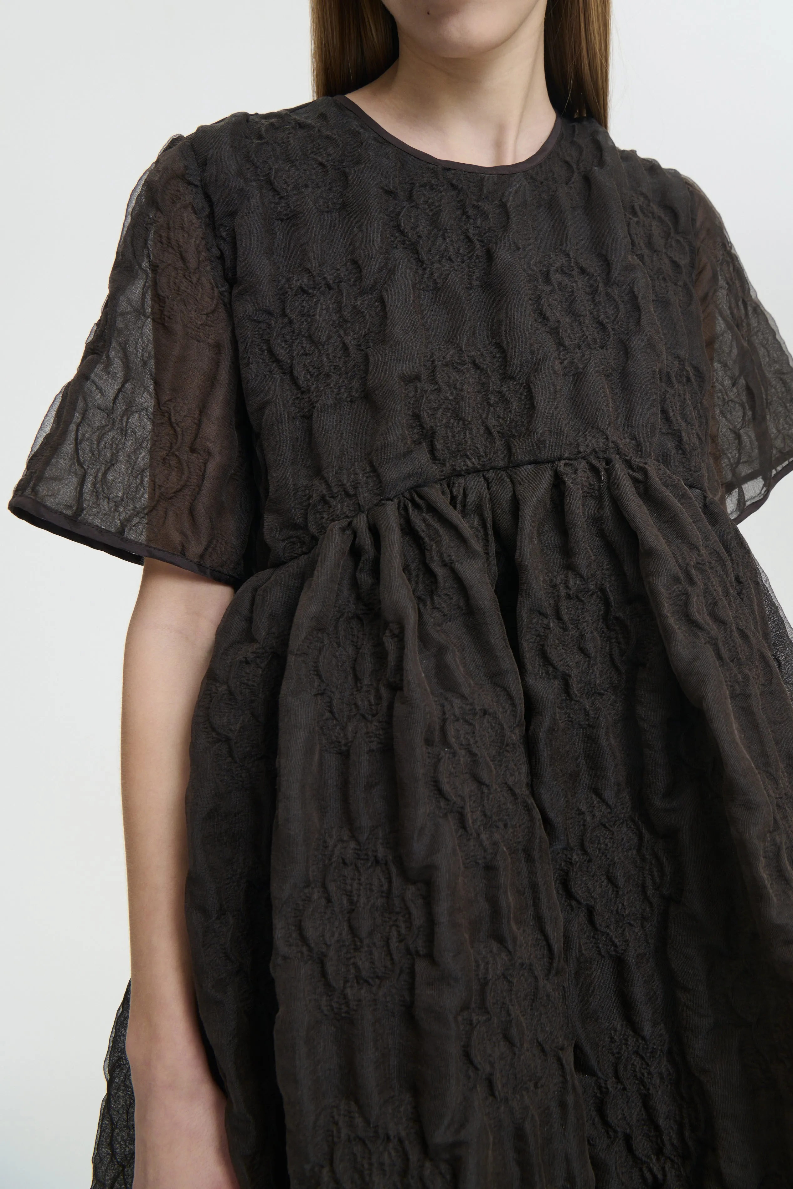 BRITNEY | DRESS AVENS MATELASSÉ SOIL BROWN sold by Cecilie Bahnsen product image thumbnail 4