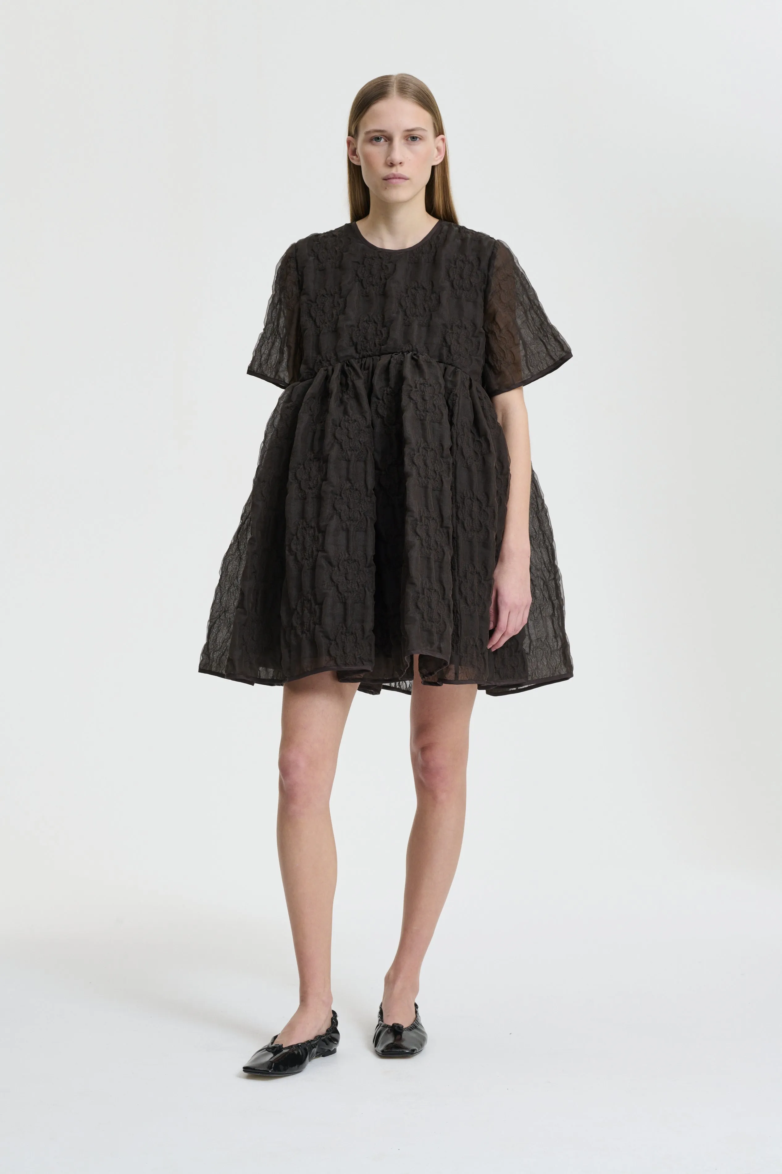 BRITNEY | DRESS AVENS MATELASSÉ SOIL BROWN sold by Cecilie Bahnsen