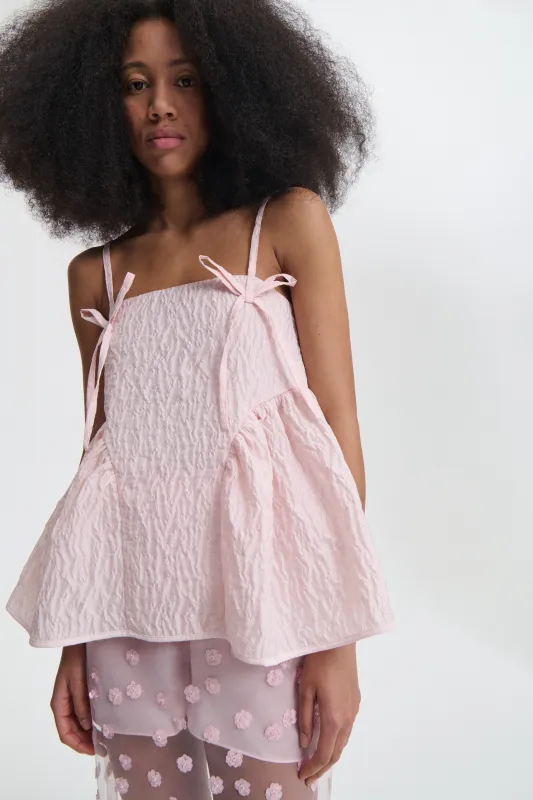 AKIRA | TOP LOBELIA MATELASSÉ BLUSH PINK sold by Cecilie Bahnsen