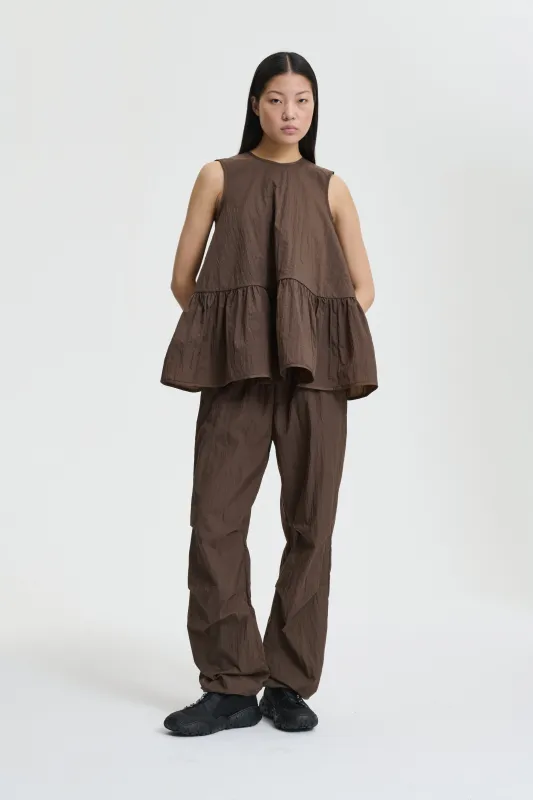 ASTA | TOP RECYCLED TAFFETA SOIL BROWN sold by Cecilie Bahnsen