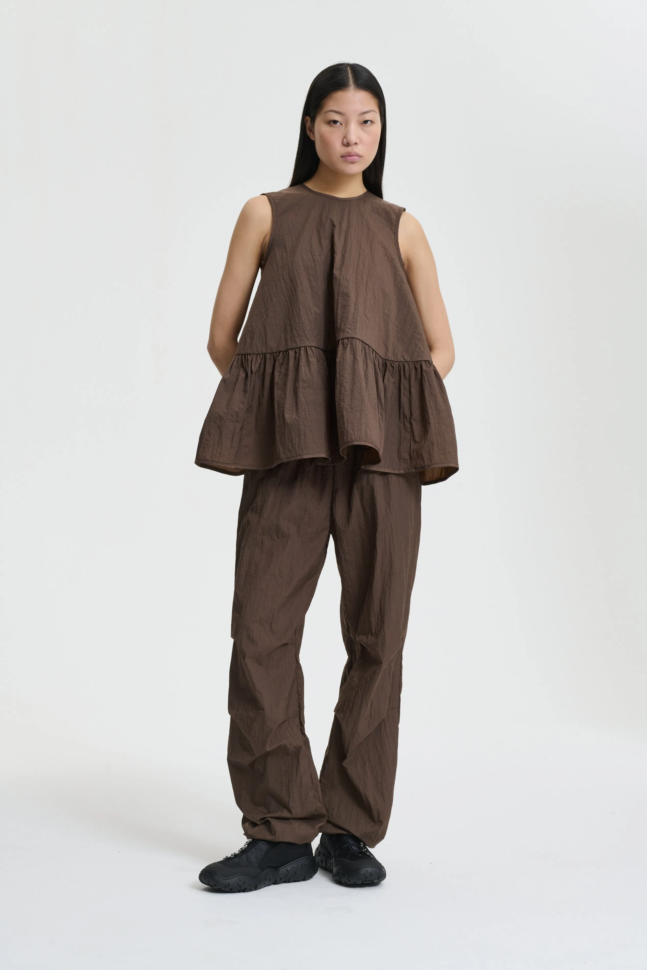 ASTA | TOP RECYCLED TAFFETA SOIL BROWN sold by Cecilie Bahnsen