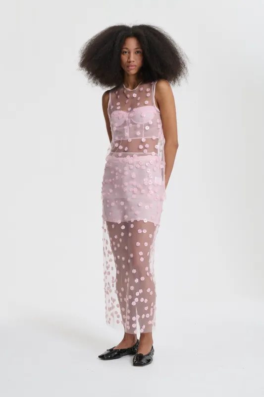 UTANIA | TOP SEQUIN BLOSSOM TULLE BLUSH PINK made by AW25