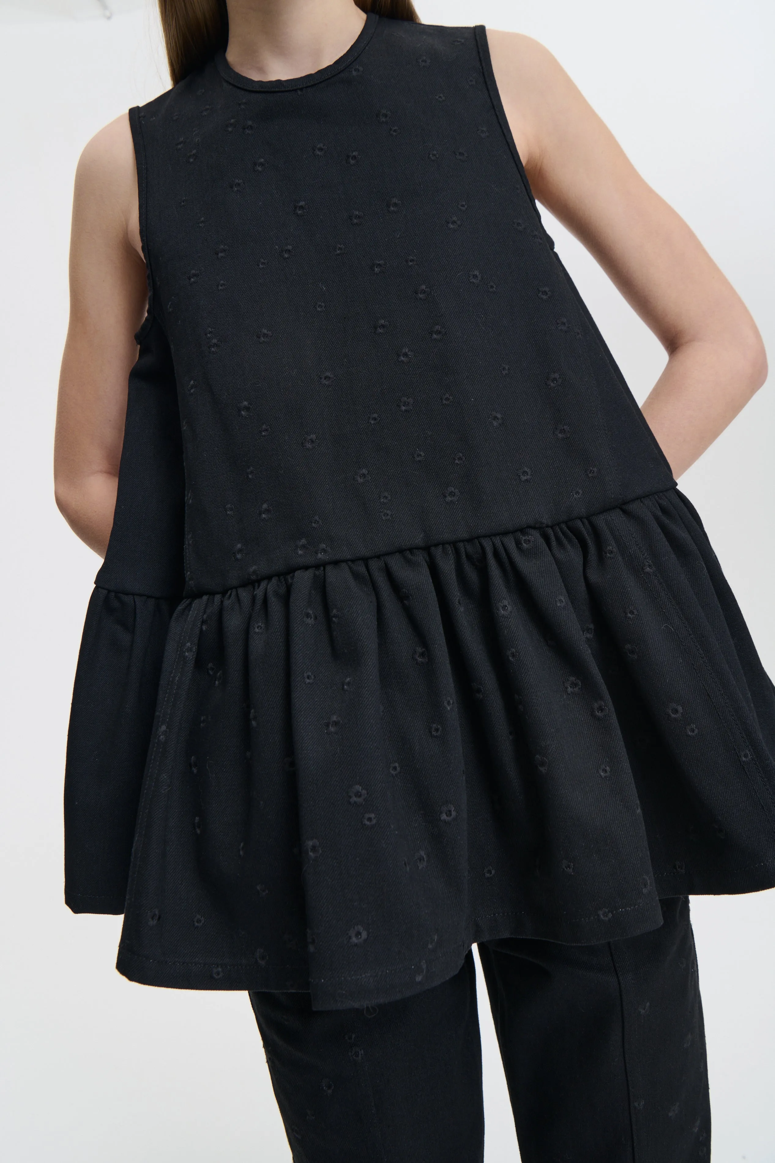 BARBARA | TOP EMBROIDERED DENIM BLACK sold by Cecilie Bahnsen product image thumbnail 2