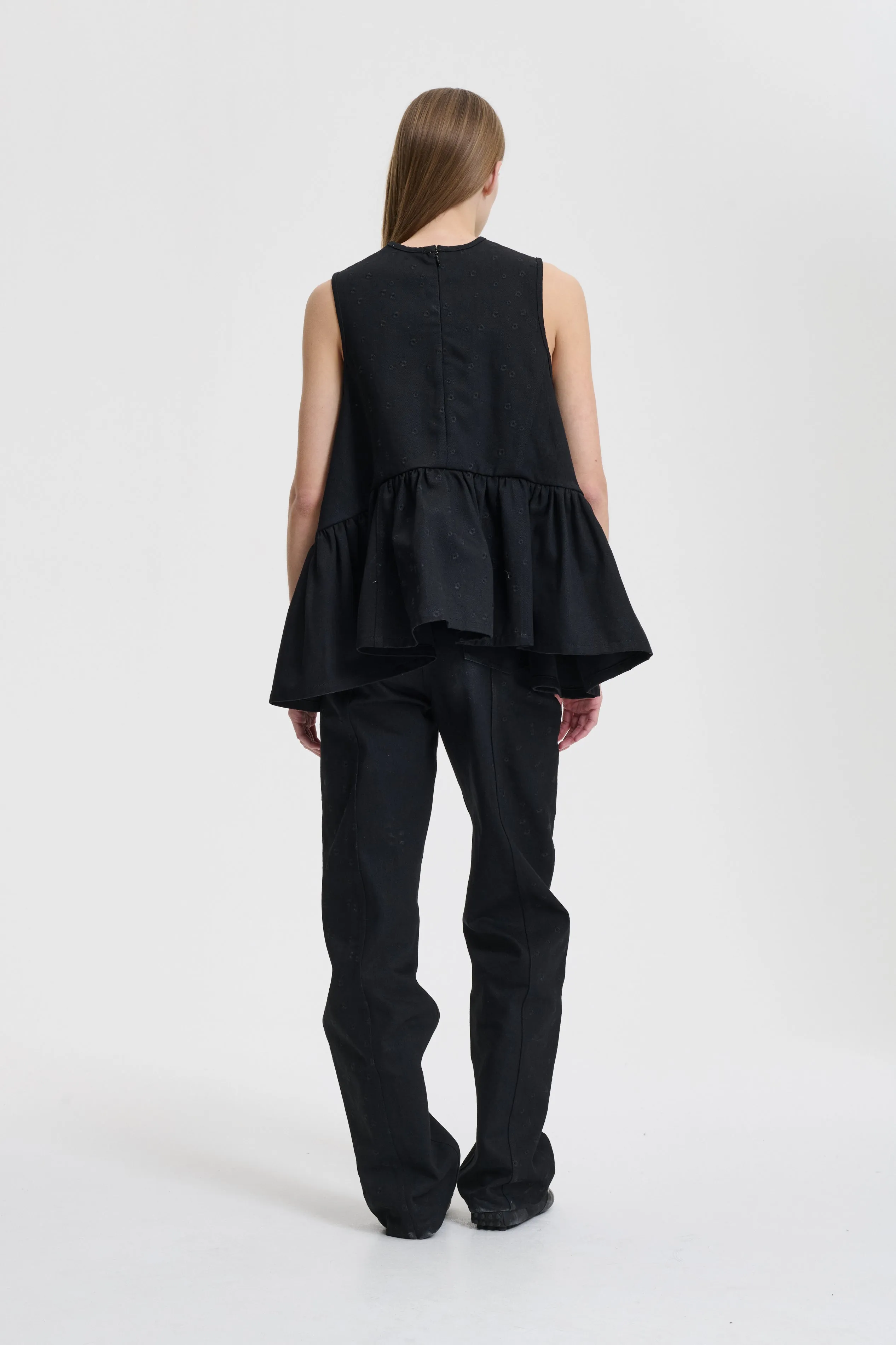 BARBARA | TOP EMBROIDERED DENIM BLACK sold by Cecilie Bahnsen product image thumbnail 3