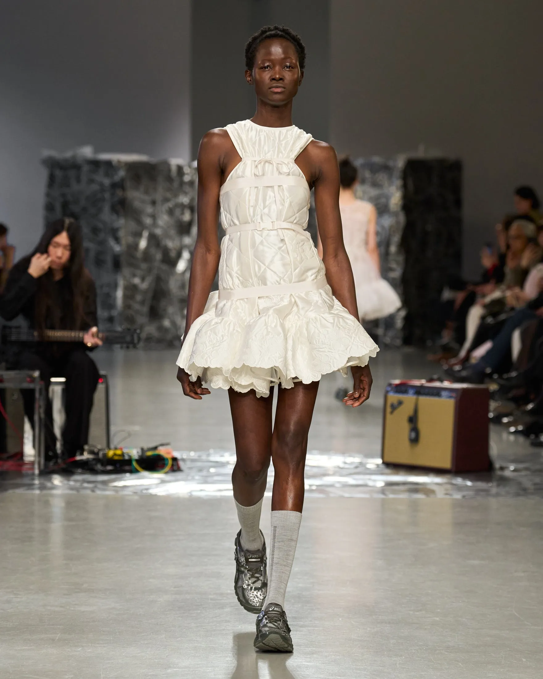 BOSCO | DRESS EMB. QUILTED SILK WHITE sold by Cecilie Bahnsen