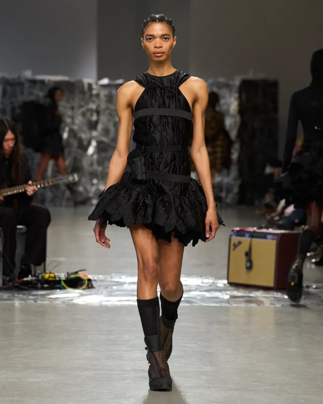 BOSCO | DRESS EMB. QUILTED SILK BLACK made by Cecilie Bahnsen