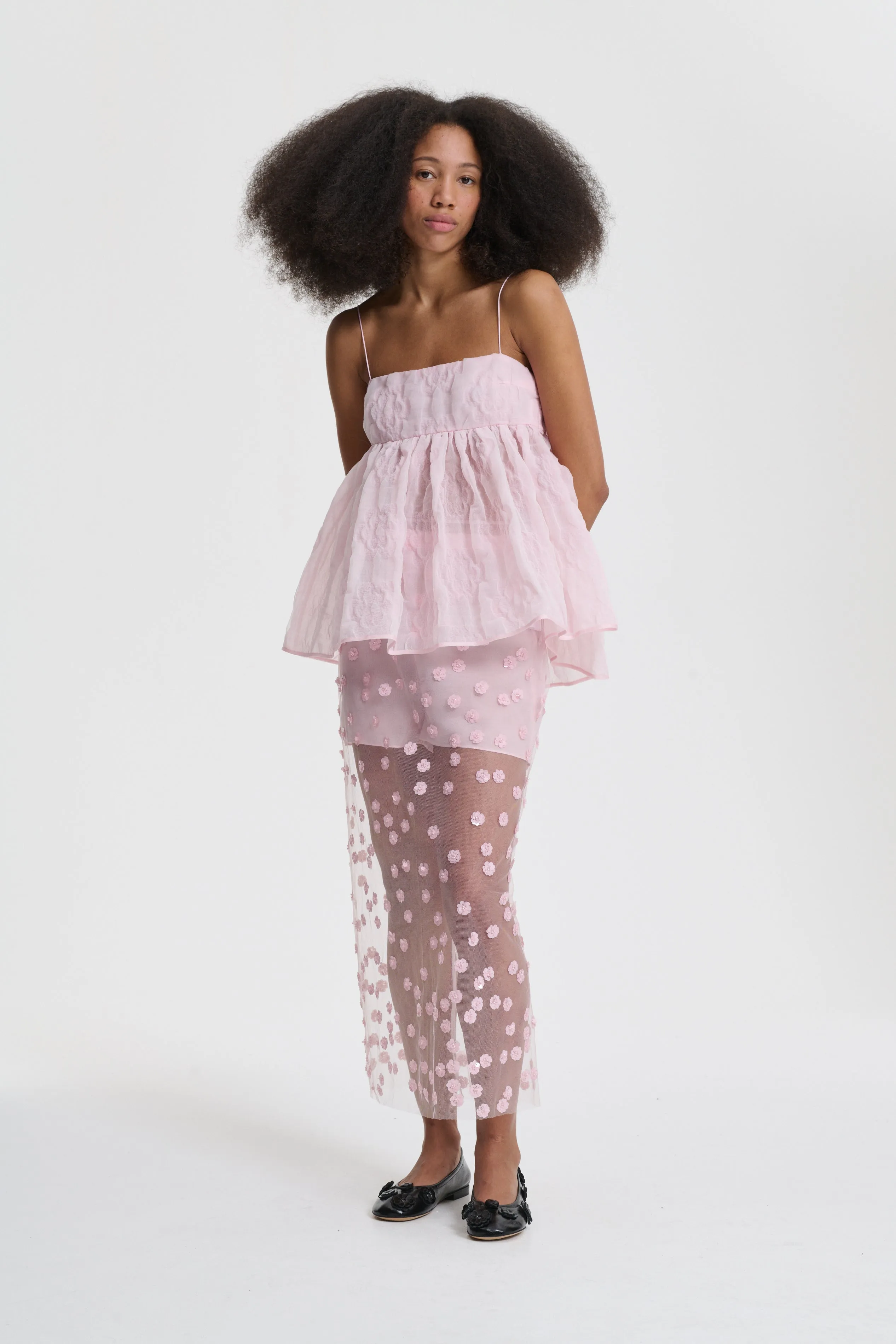 VERONICA | TOP AVENS MATELASSÉ PINK sold by Cecilie Bahnsen product image thumbnail 3