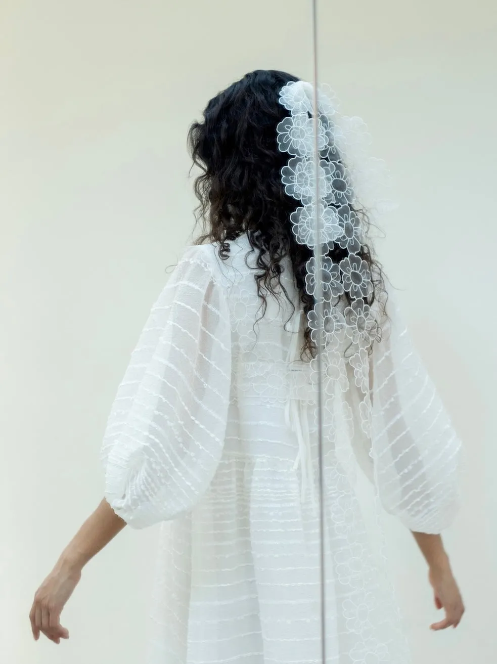 SERA | VEIL MAGNOLIA EMBROIDERY | WHITE sold by Cecilie Bahnsen product image thumbnail 2