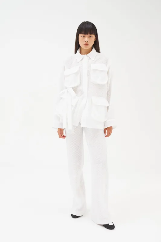 FILUCA | TROUSERS FURZE SEERSUCKER WHITE made by Cecilie Bahnsen