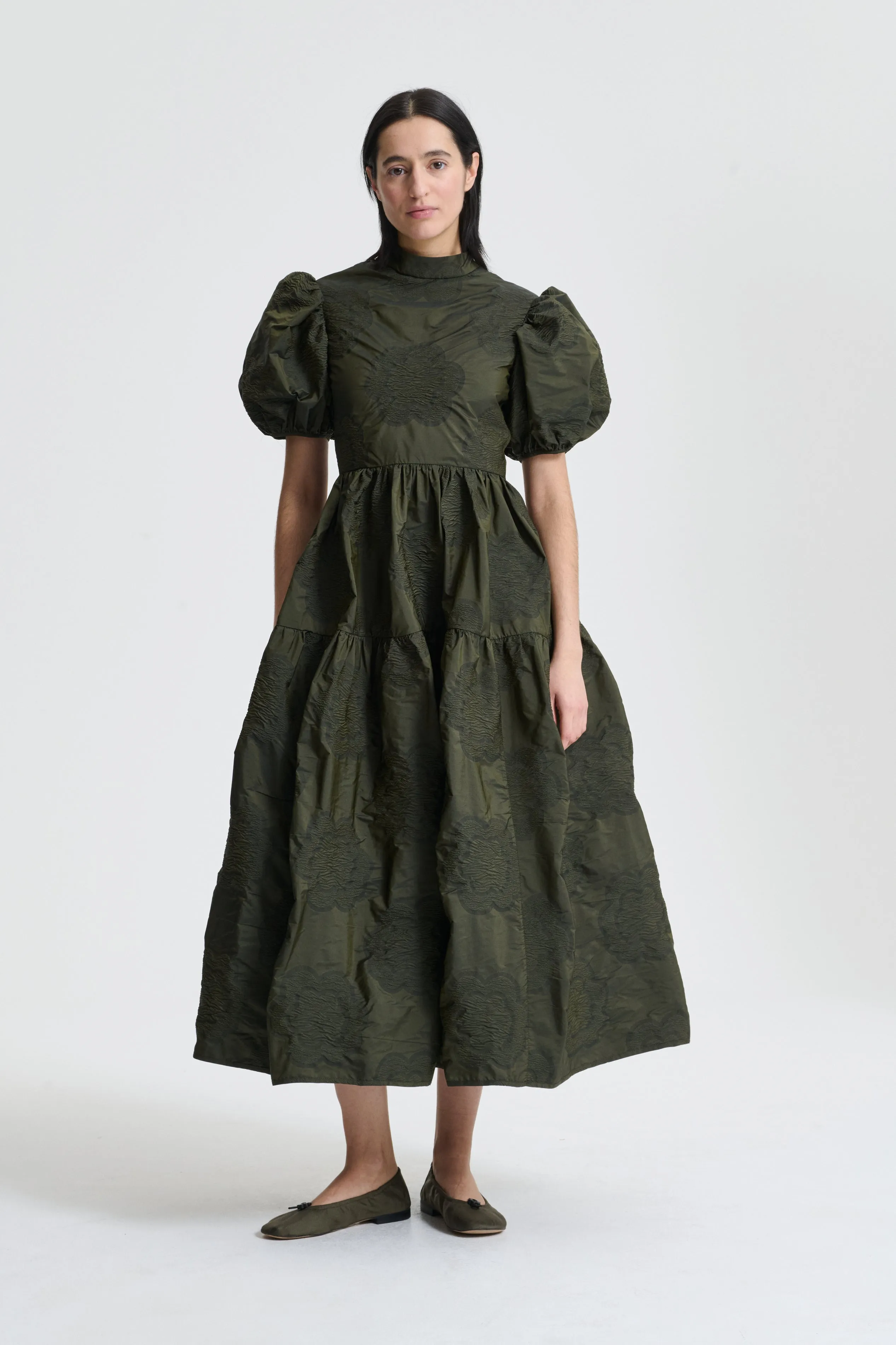 KELLY | DRESS BORUS JACQUARD OLIVE sold by Cecilie Bahnsen