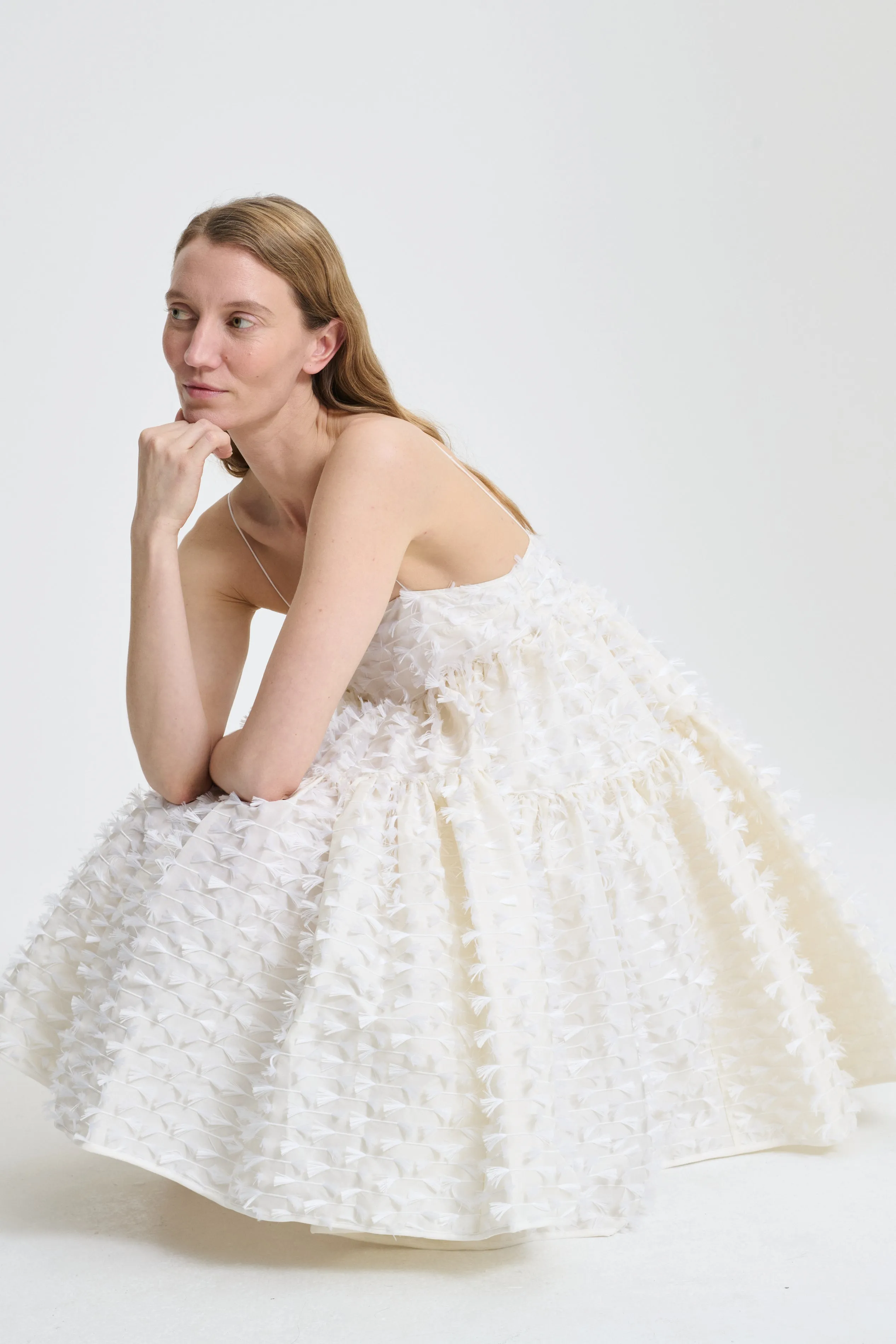 OBERRA | DRESS FIAMMA FIL-COUPÉ WHITE sold by Cecilie Bahnsen product image thumbnail 4