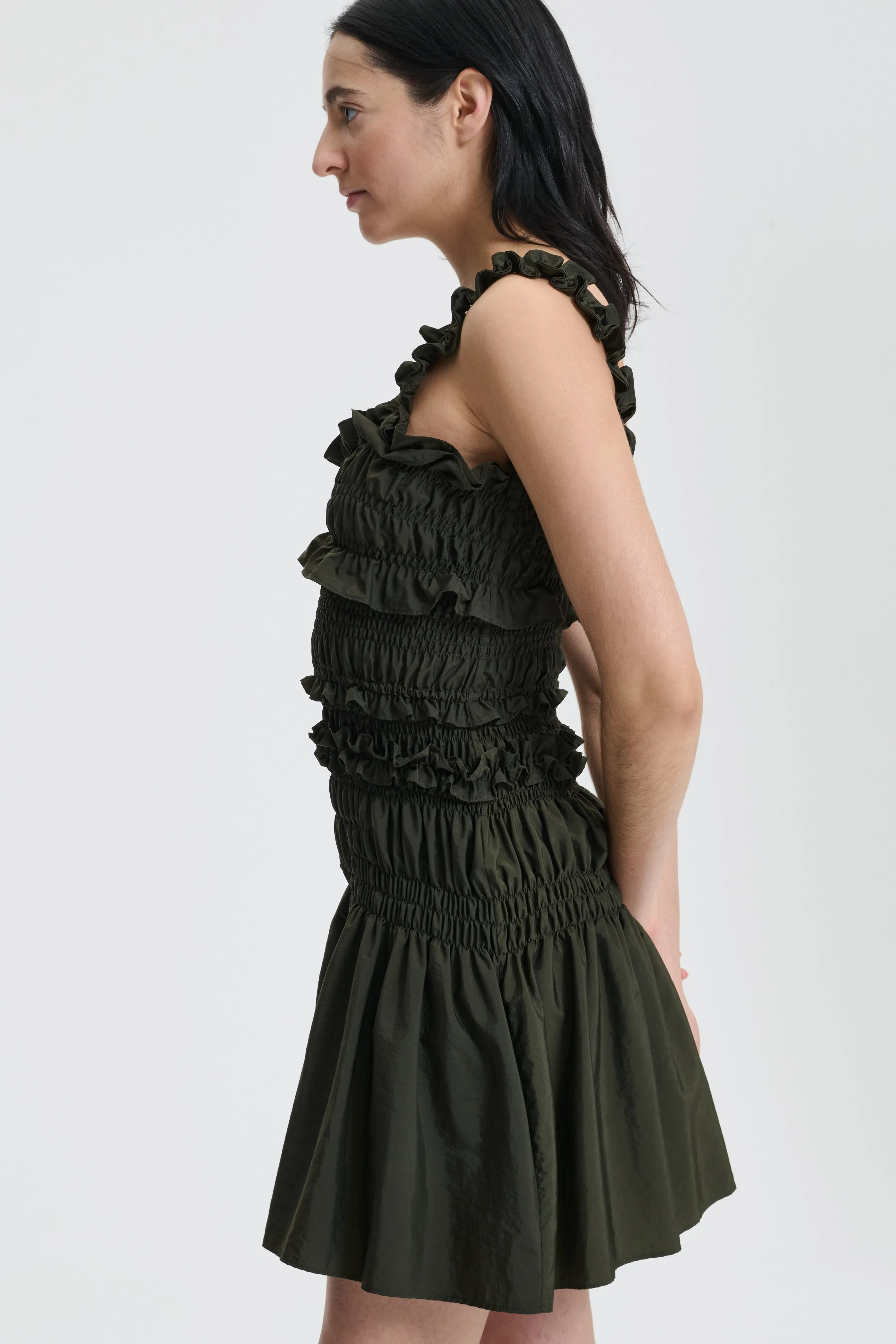 OONA | DRESS LUSTRE PARACHUTE FOREST GREEN sold by Cecilie Bahnsen product image thumbnail 3