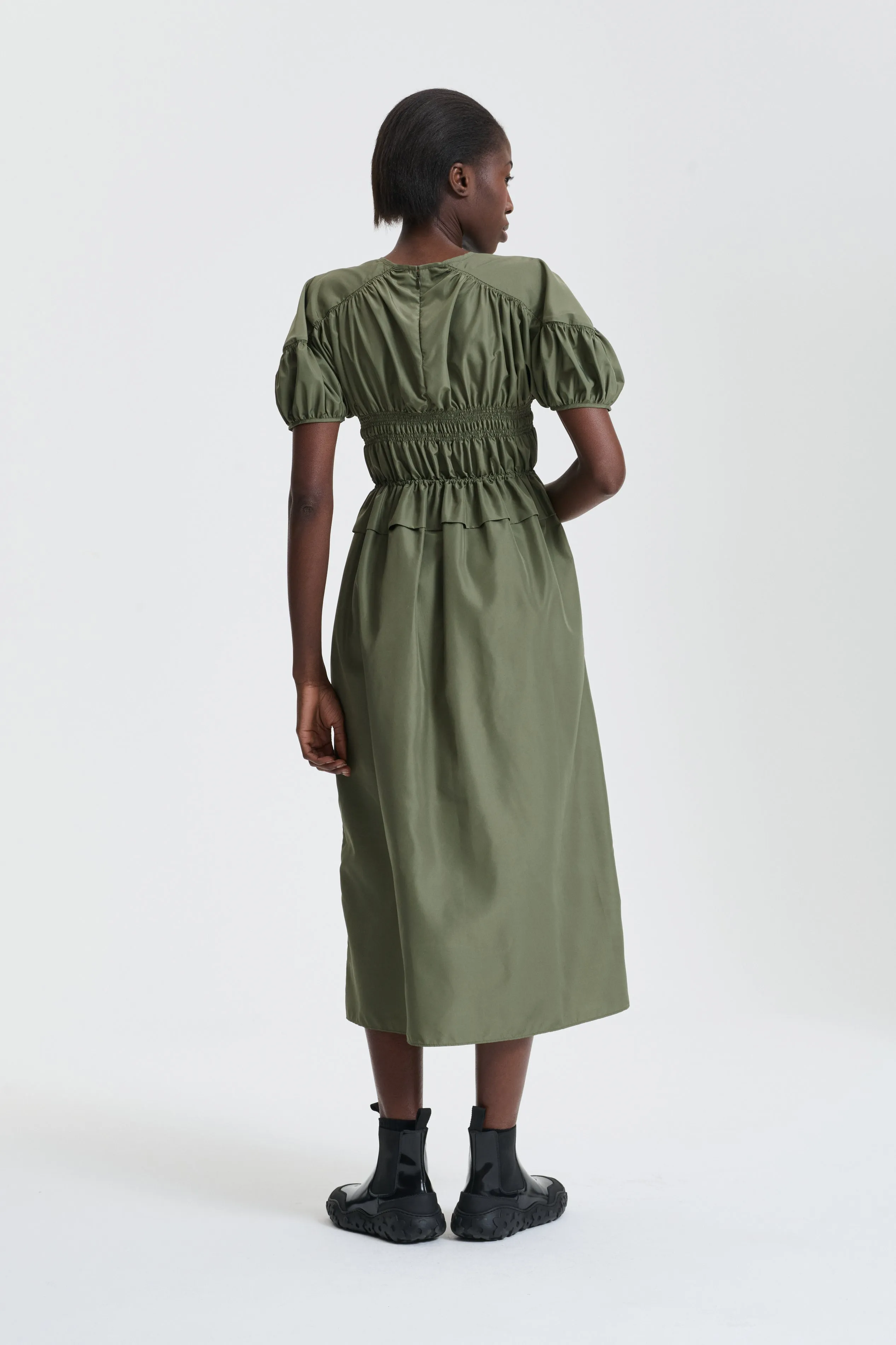 BETSY | DRESS RECYCLED FAILLE OLIVE sold by Cecilie Bahnsen product image thumbnail 2