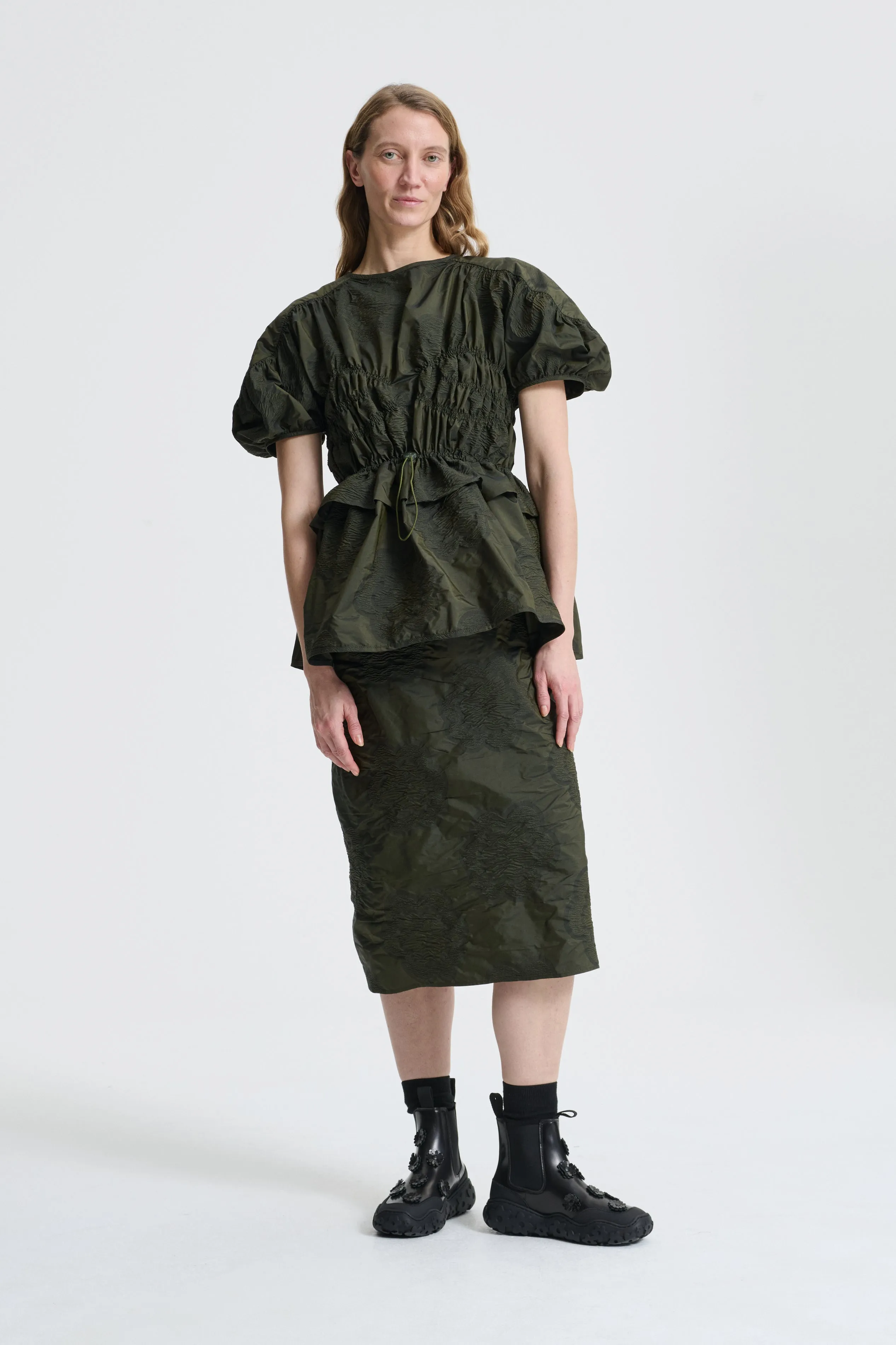 BROOKLYN | TOP BORUS JACQUARD OLIVE sold by Cecilie Bahnsen
