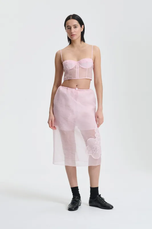 ANYA | BUSTIER TOP LIQUID MYRTIA BLUSH PINK made by Cecilie Bahnsen