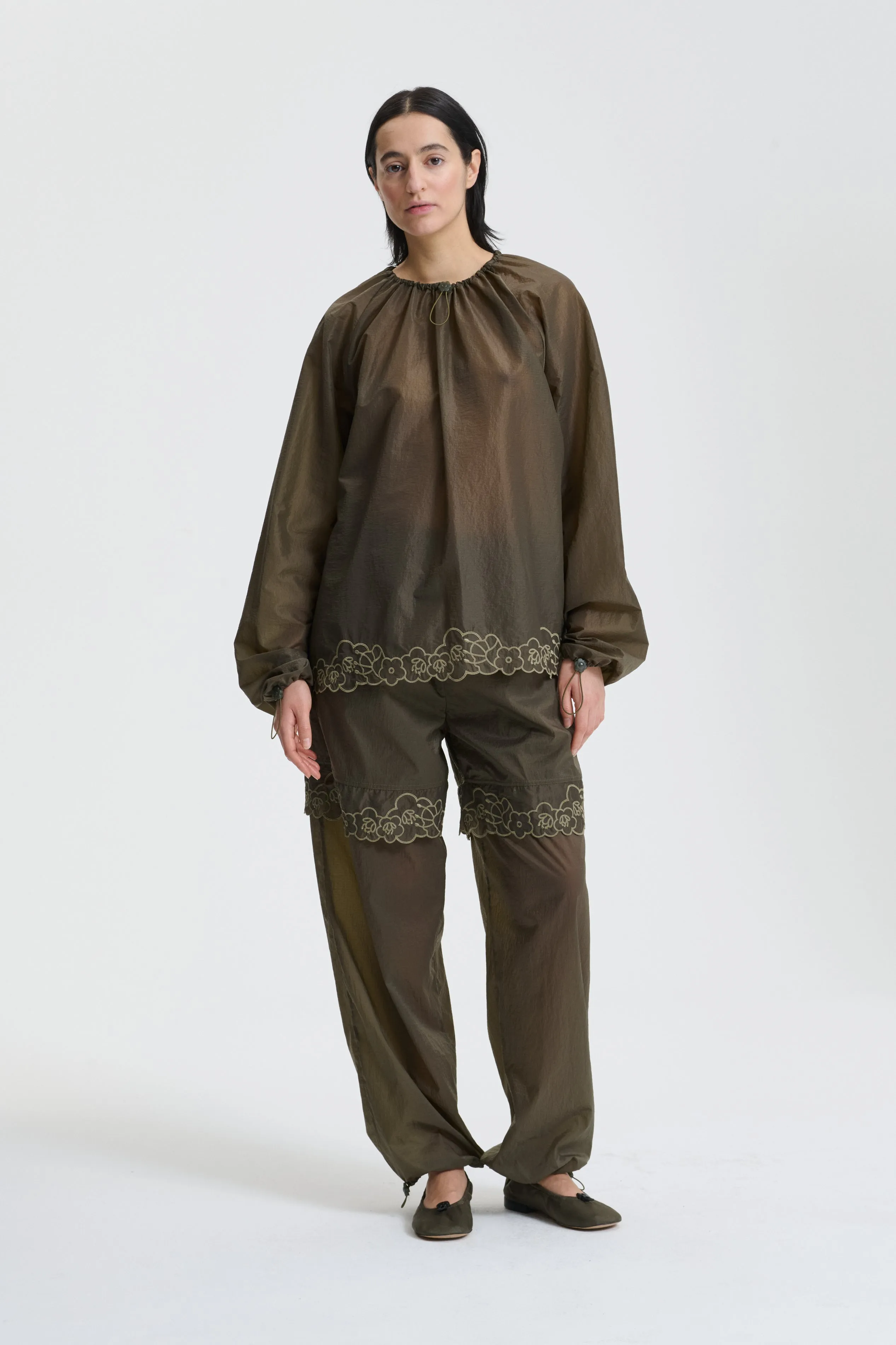 BRODY | TOP EMBROIDERED RIPSTOP OLIVE sold by Cecilie Bahnsen product image thumbnail 2