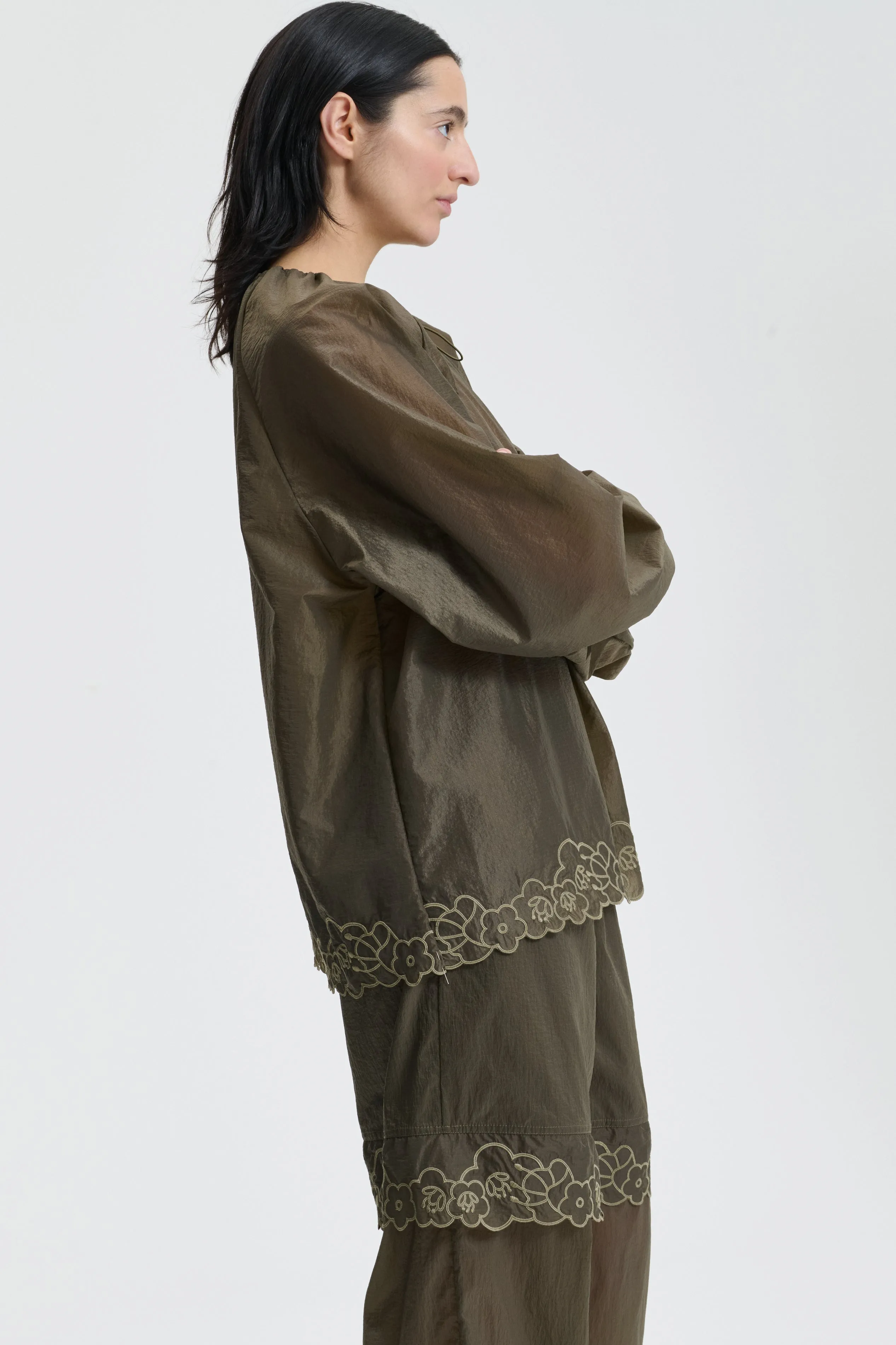 BRODY | TOP EMBROIDERED RIPSTOP OLIVE sold by Cecilie Bahnsen product image thumbnail 3