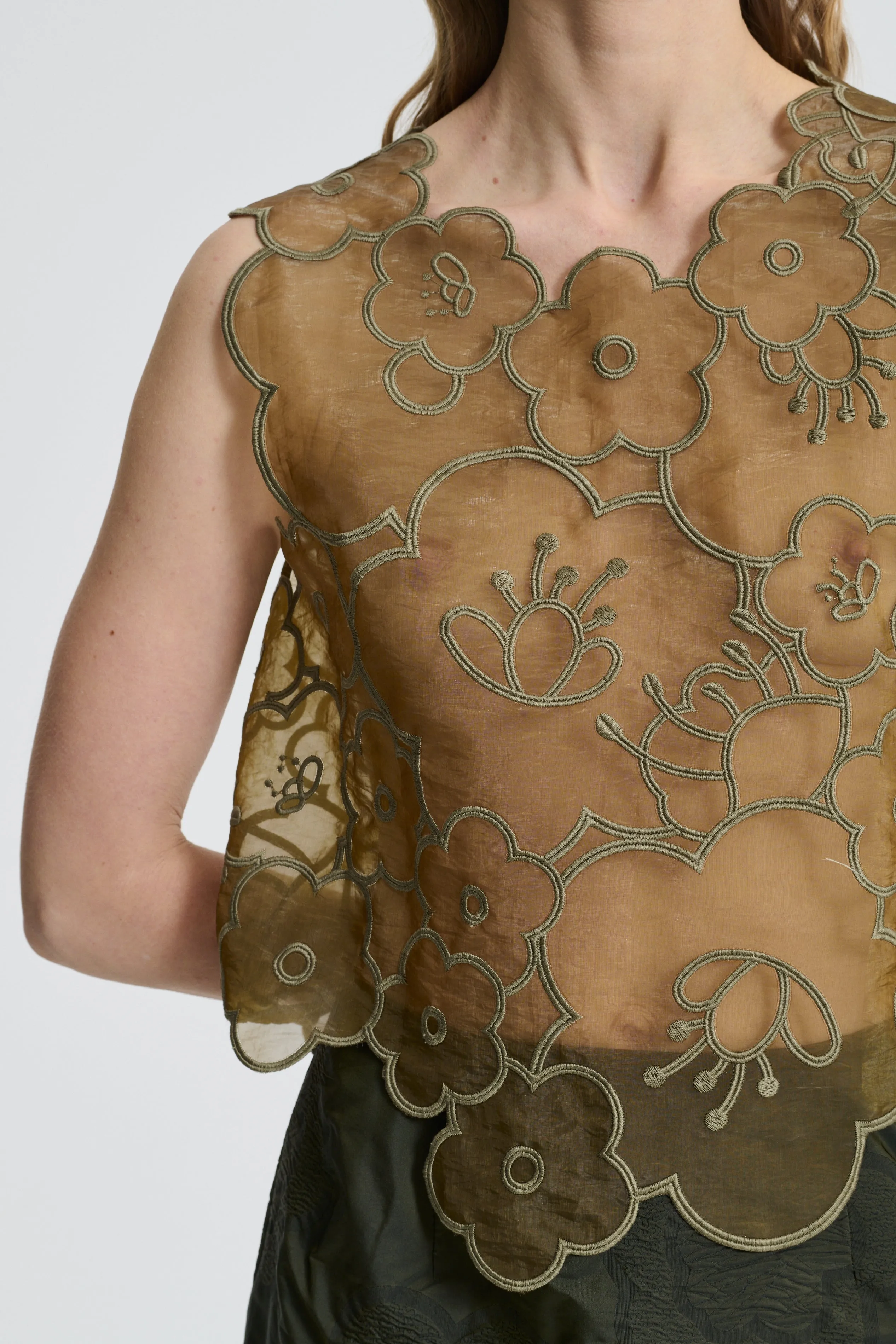 BLAKE | TOP EMBROIDERED MYRTIA OLIVE sold by Cecilie Bahnsen product image thumbnail 3