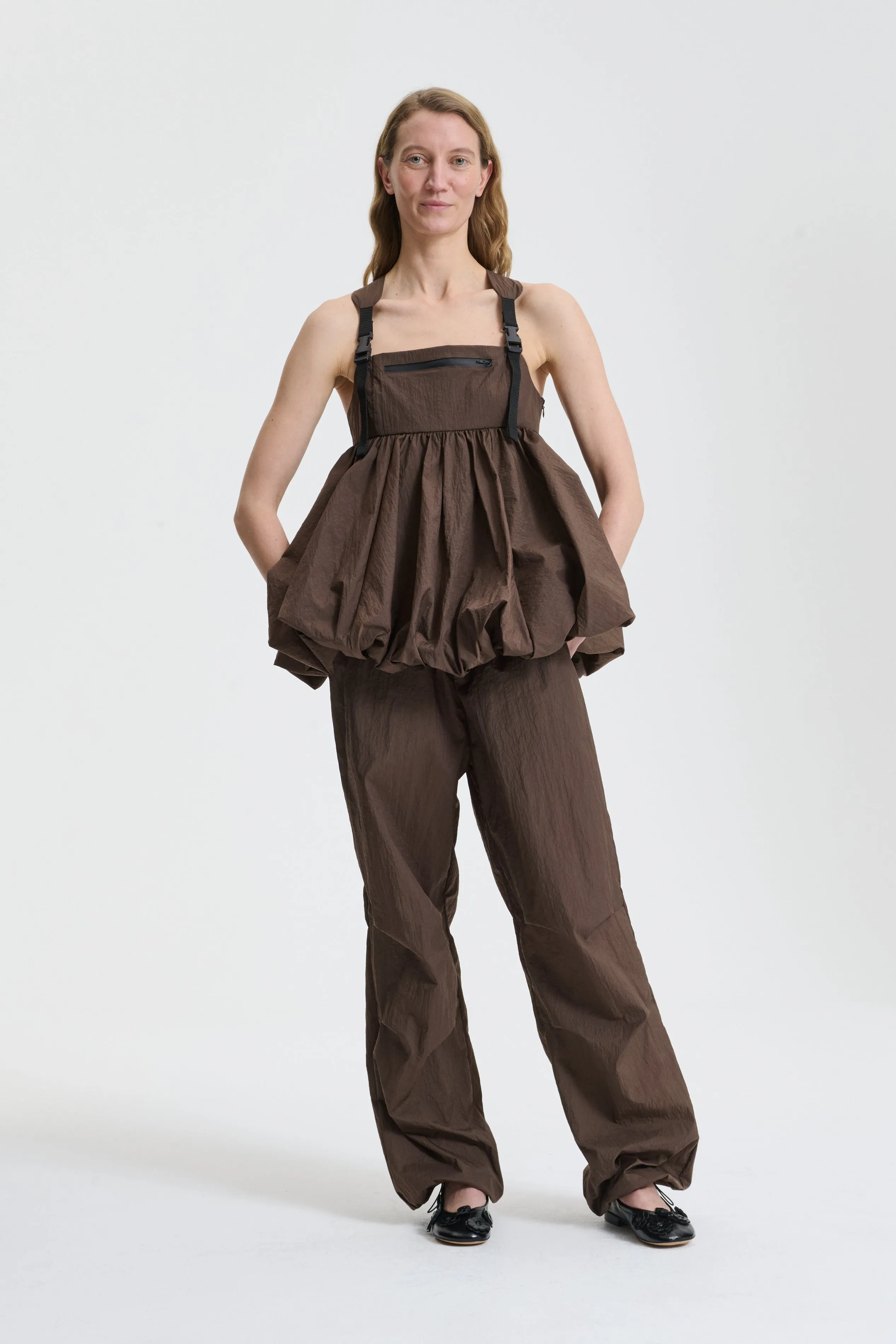 BEA | TOP RECYCLED TAFFETA BROWN sold by Cecilie Bahnsen product image thumbnail 3