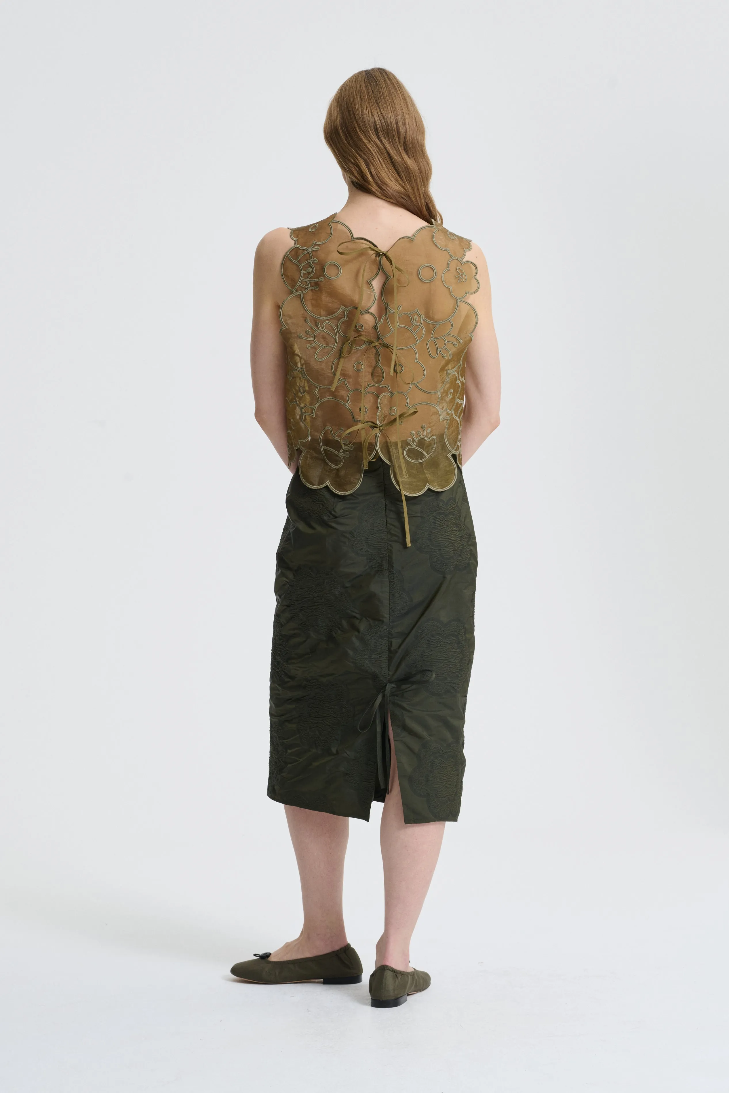 ALLEGRA | SKIRT BORUS JACQUARD OLIVE sold by Cecilie Bahnsen product image thumbnail 3