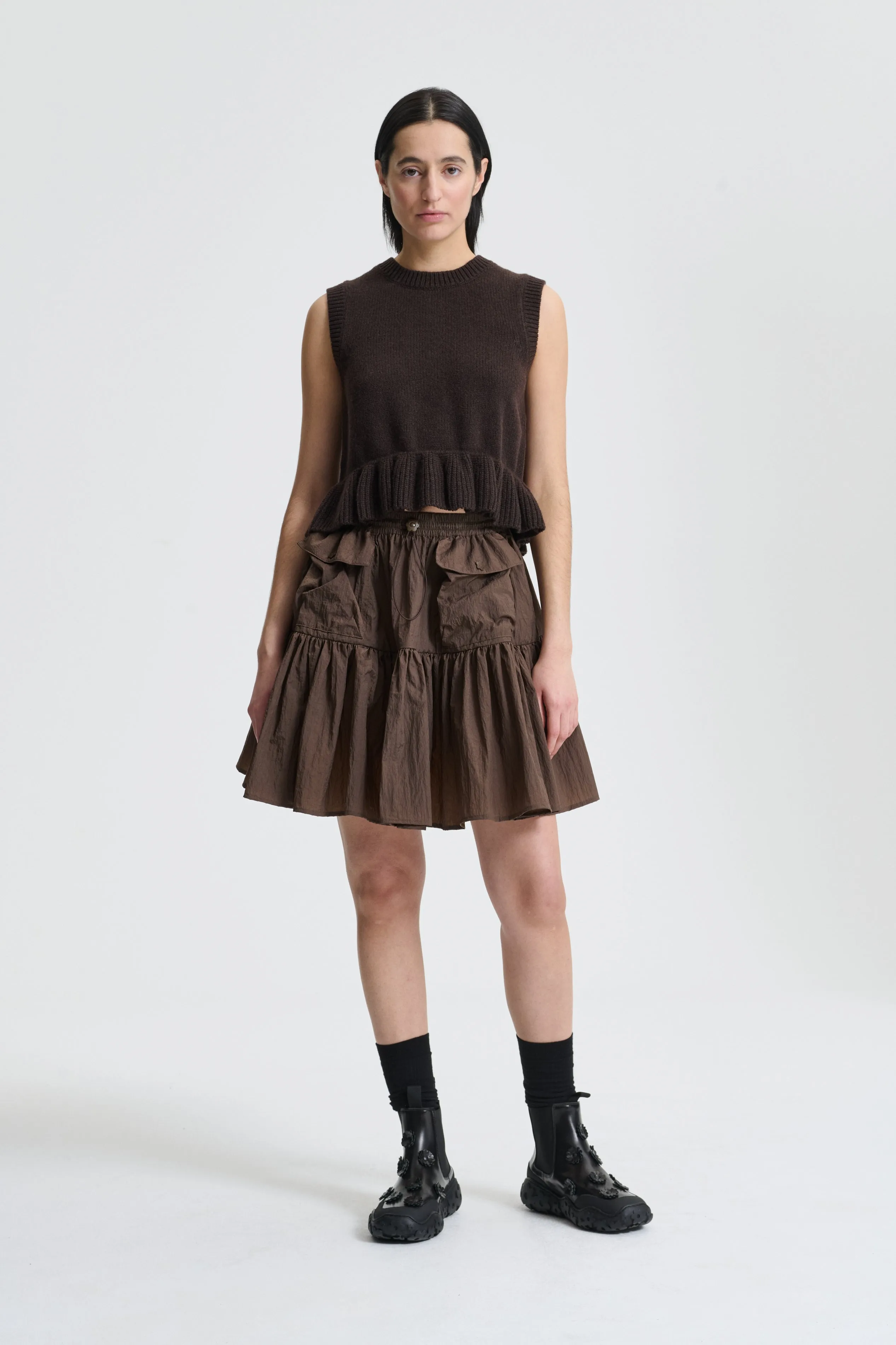 BLAIR | SKIRT RECYCLED TAFFETA BROWN sold by Cecilie Bahnsen product image thumbnail 2
