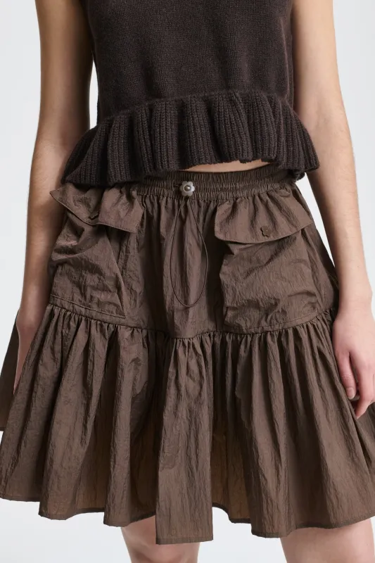 BLAIR | SKIRT RECYCLED TAFFETA BROWN made by Cecilie Bahnsen
