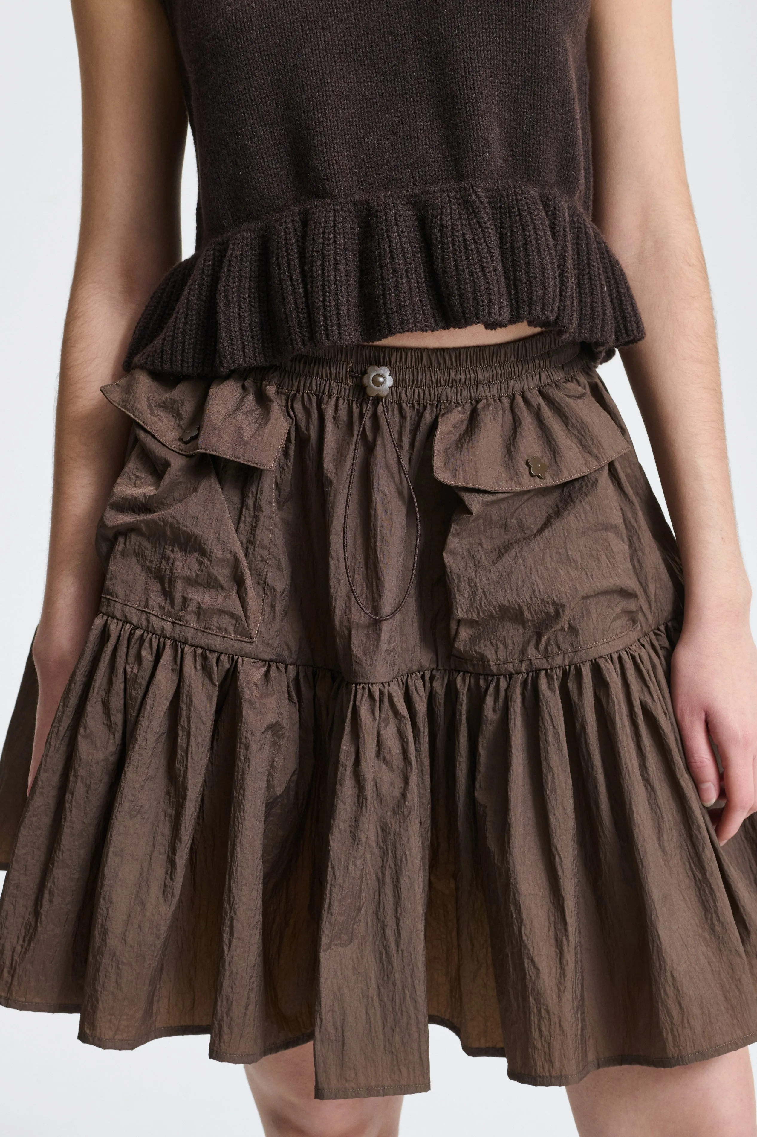 BLAIR | SKIRT RECYCLED TAFFETA BROWN sold by Cecilie Bahnsen