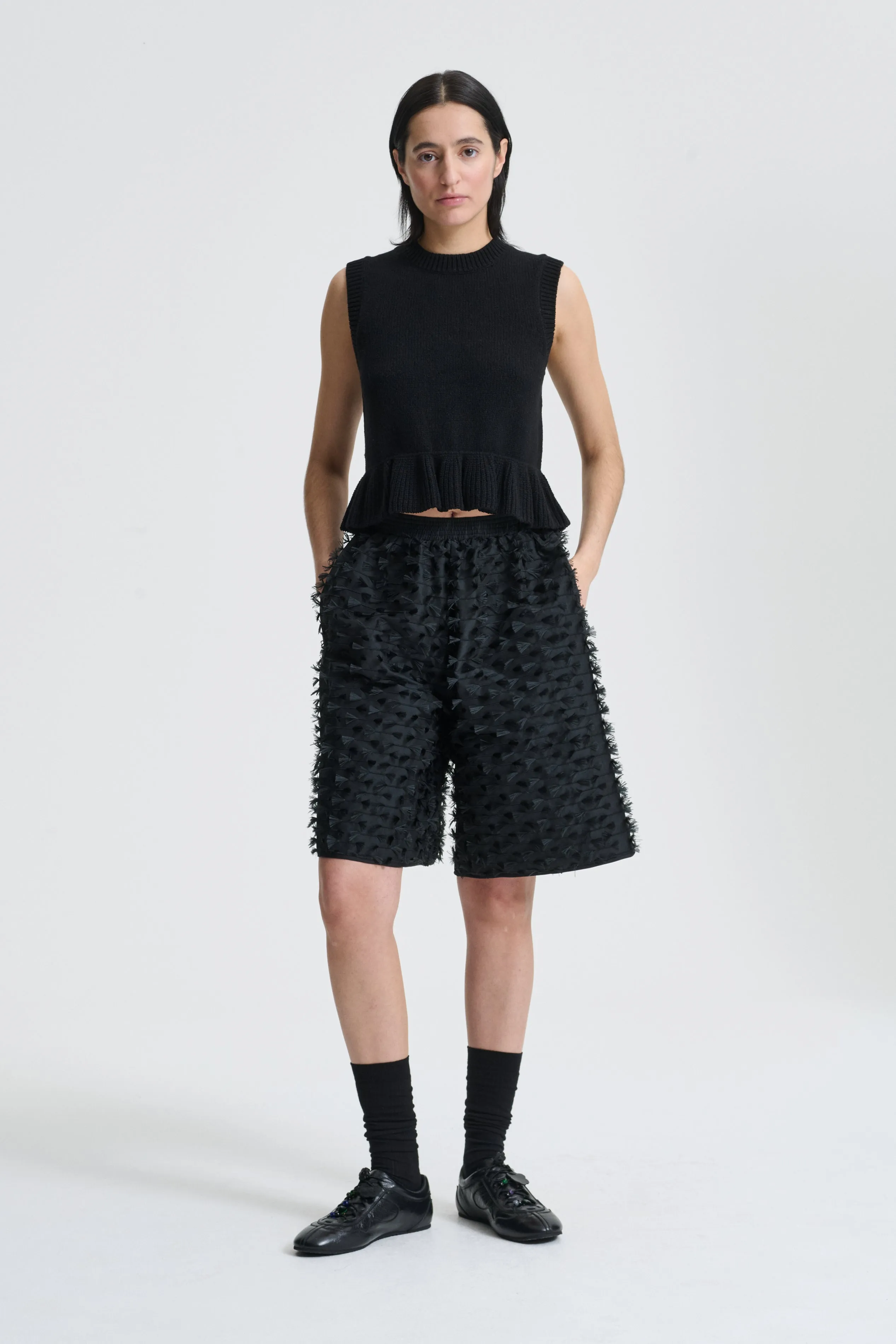 BRUNO | SHORTS FIAMMA FIL-COUPÉ BLACK sold by Cecilie Bahnsen