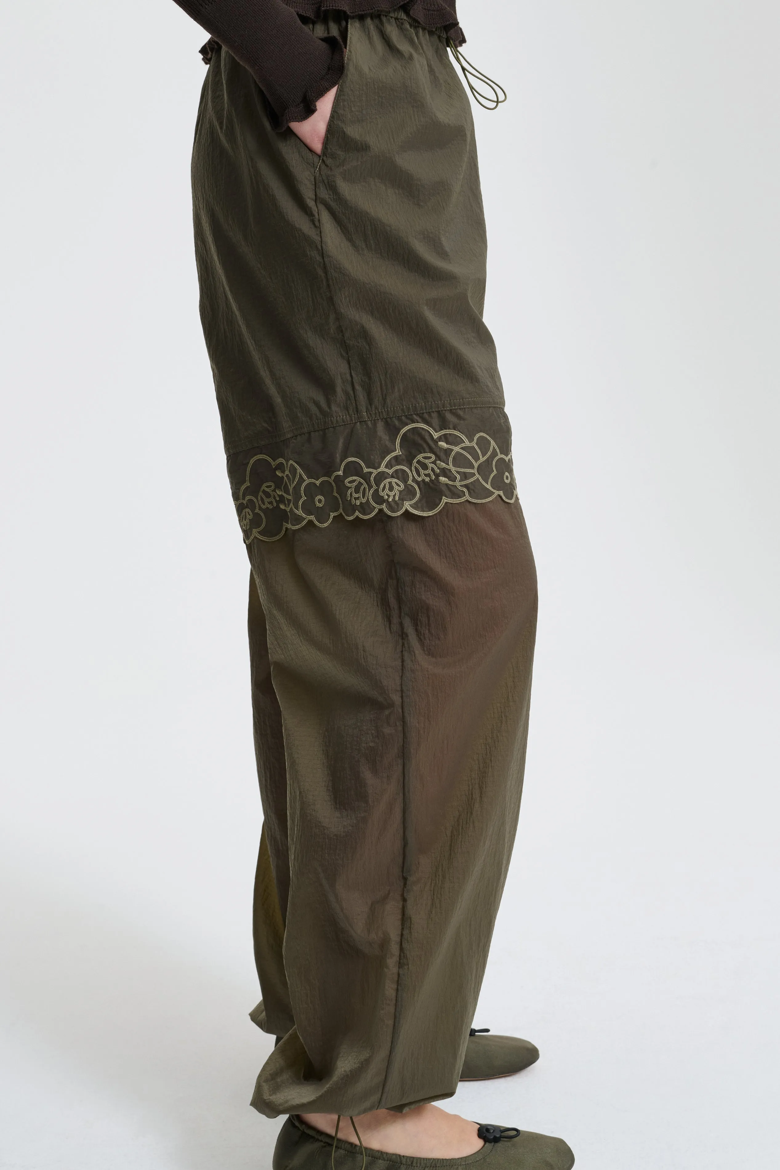 BIANCA | JOGGERS EMBROIDERED RIPSTOP OLIVE sold by Cecilie Bahnsen product image thumbnail 3
