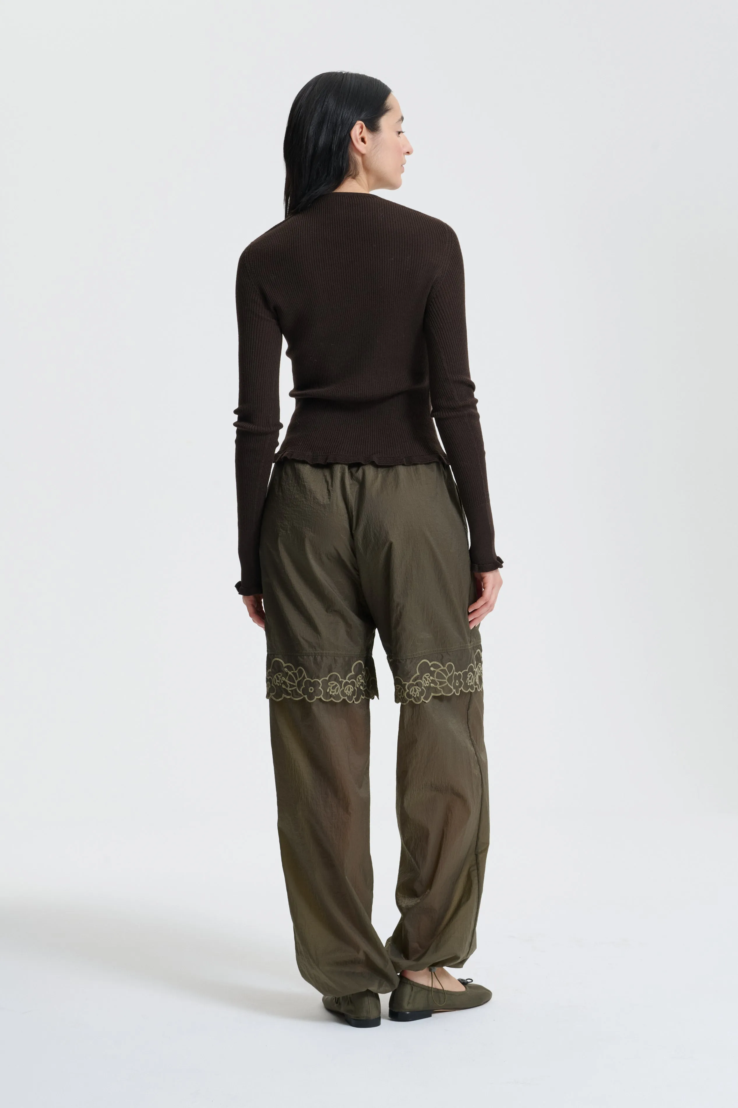 BIANCA | JOGGERS EMBROIDERED RIPSTOP OLIVE sold by Cecilie Bahnsen product image thumbnail 4