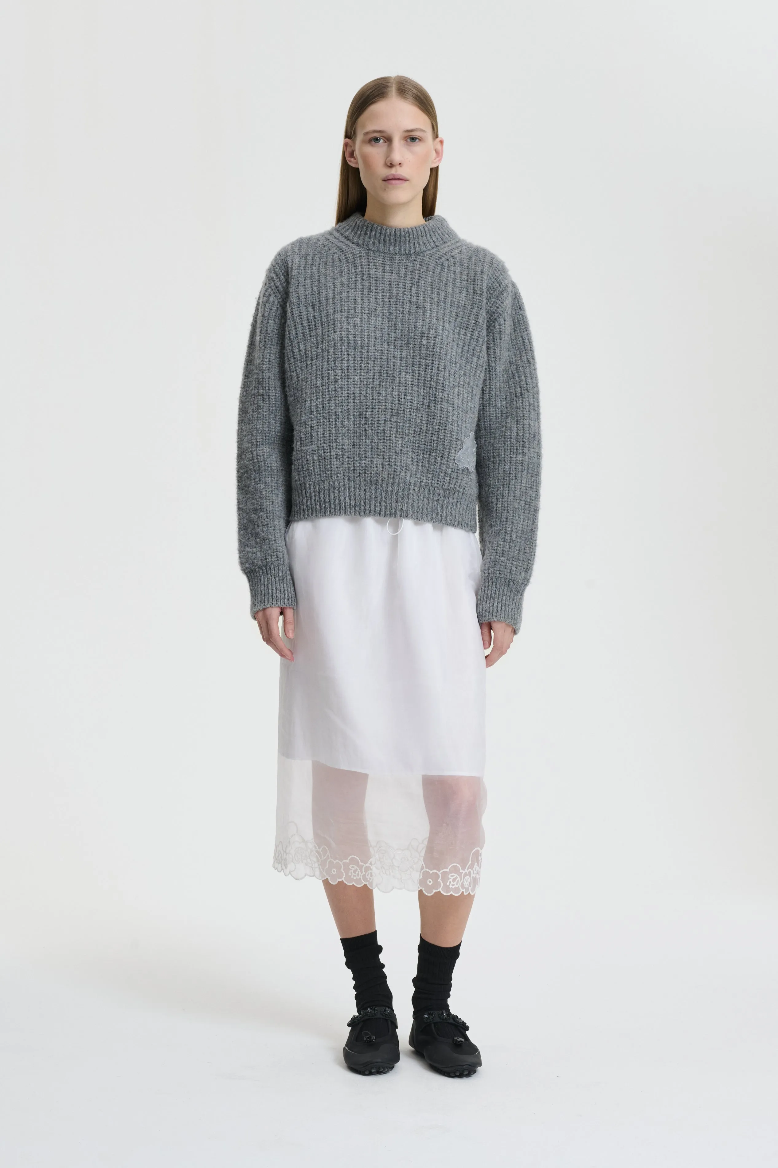 BEGA | PULLOVER FISHERMAN KNIT LIGHT GREY sold by Cecilie Bahnsen