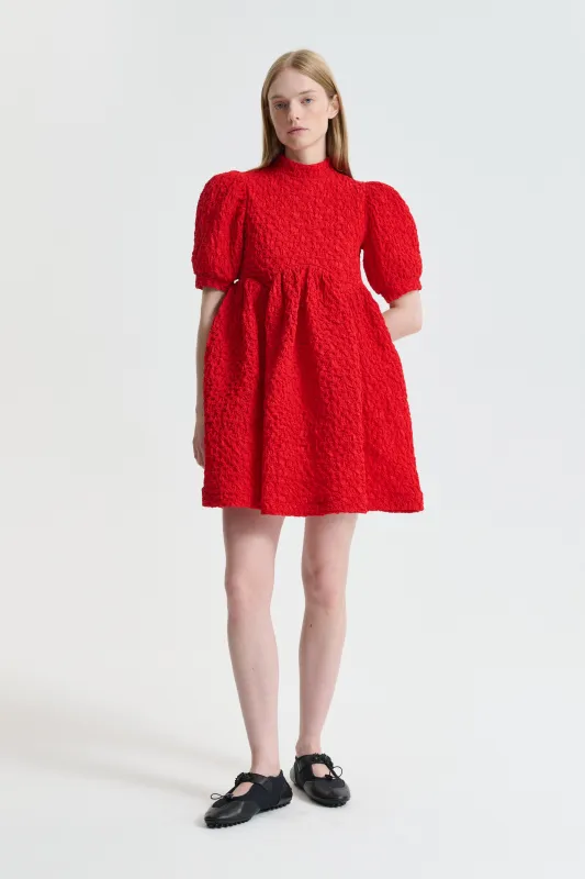 CBDUMAS | DRESS FLEUR COTTON SMOCK RED sold by Cecilie Bahnsen