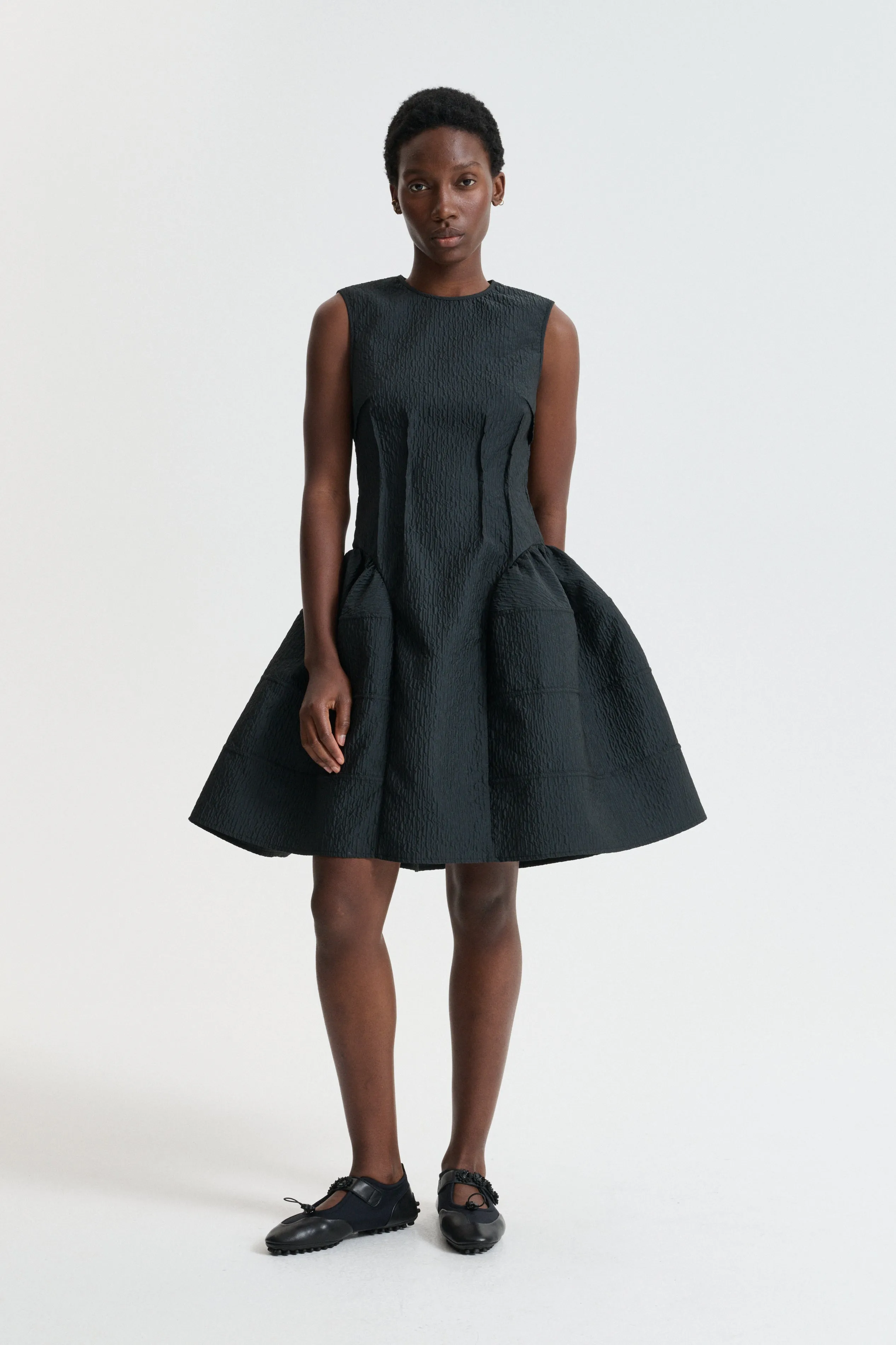 CBCLAUDIE | DRESS STRIA MATELASSÉ BLACK sold by Cecilie Bahnsen
