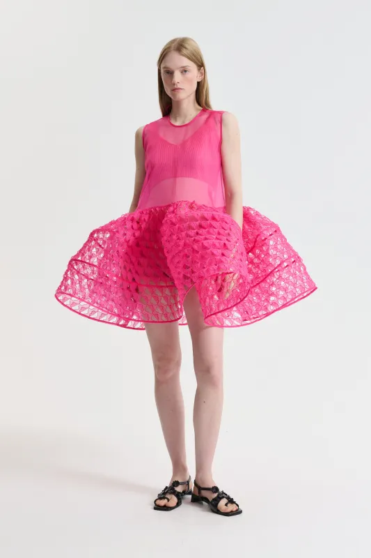 CBDAHULU | DRESS FLOWERFOLD EMB MAGENTA sold by Cecilie Bahnsen