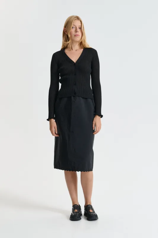 CBDYVEKE | CARDIGAN CRISP SUMMER RIB BLACK made by Cecilie Bahnsen