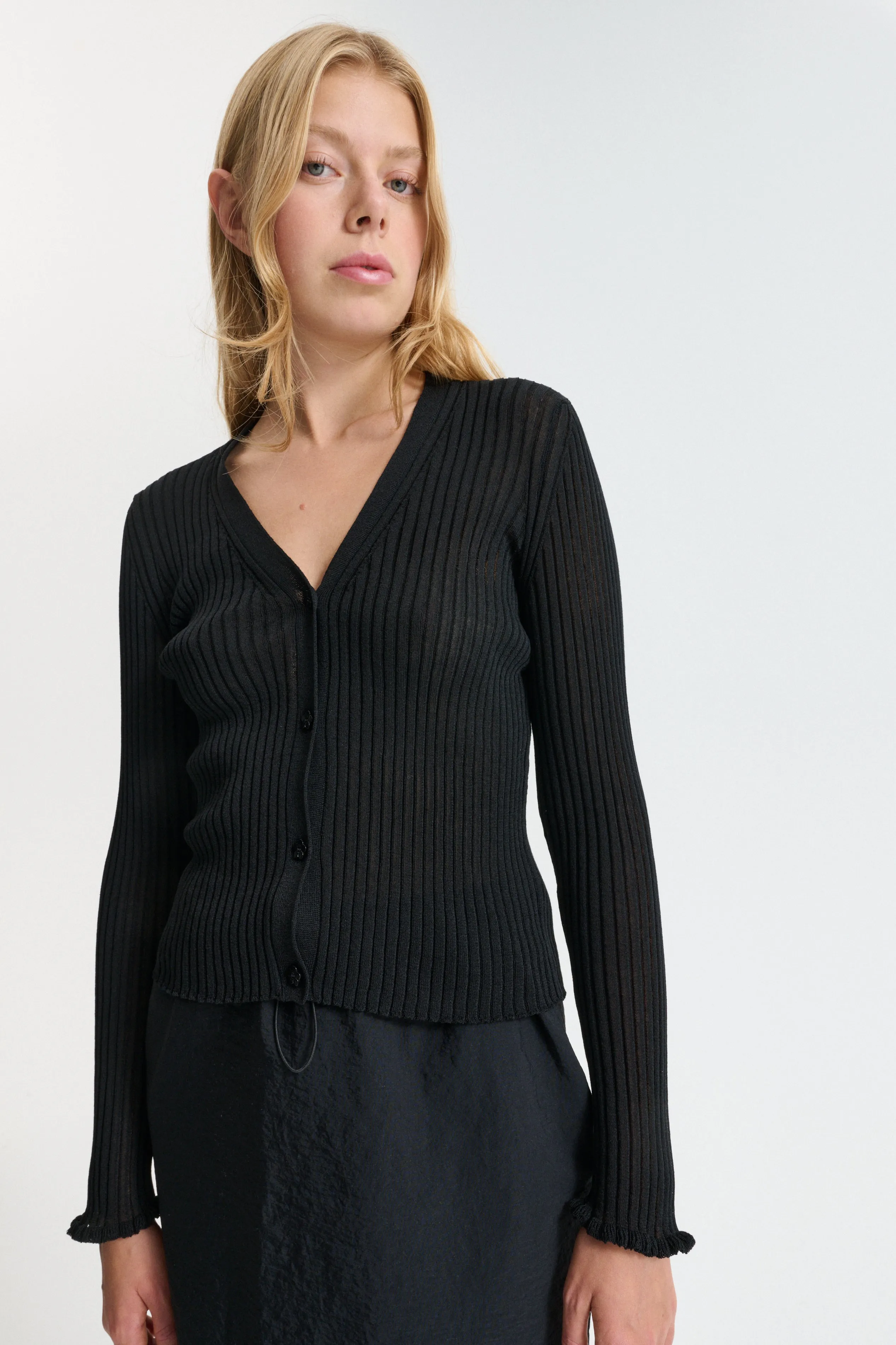 CBDYVEKE | CARDIGAN CRISP SUMMER RIB BLACK sold by Cecilie Bahnsen product image thumbnail 2