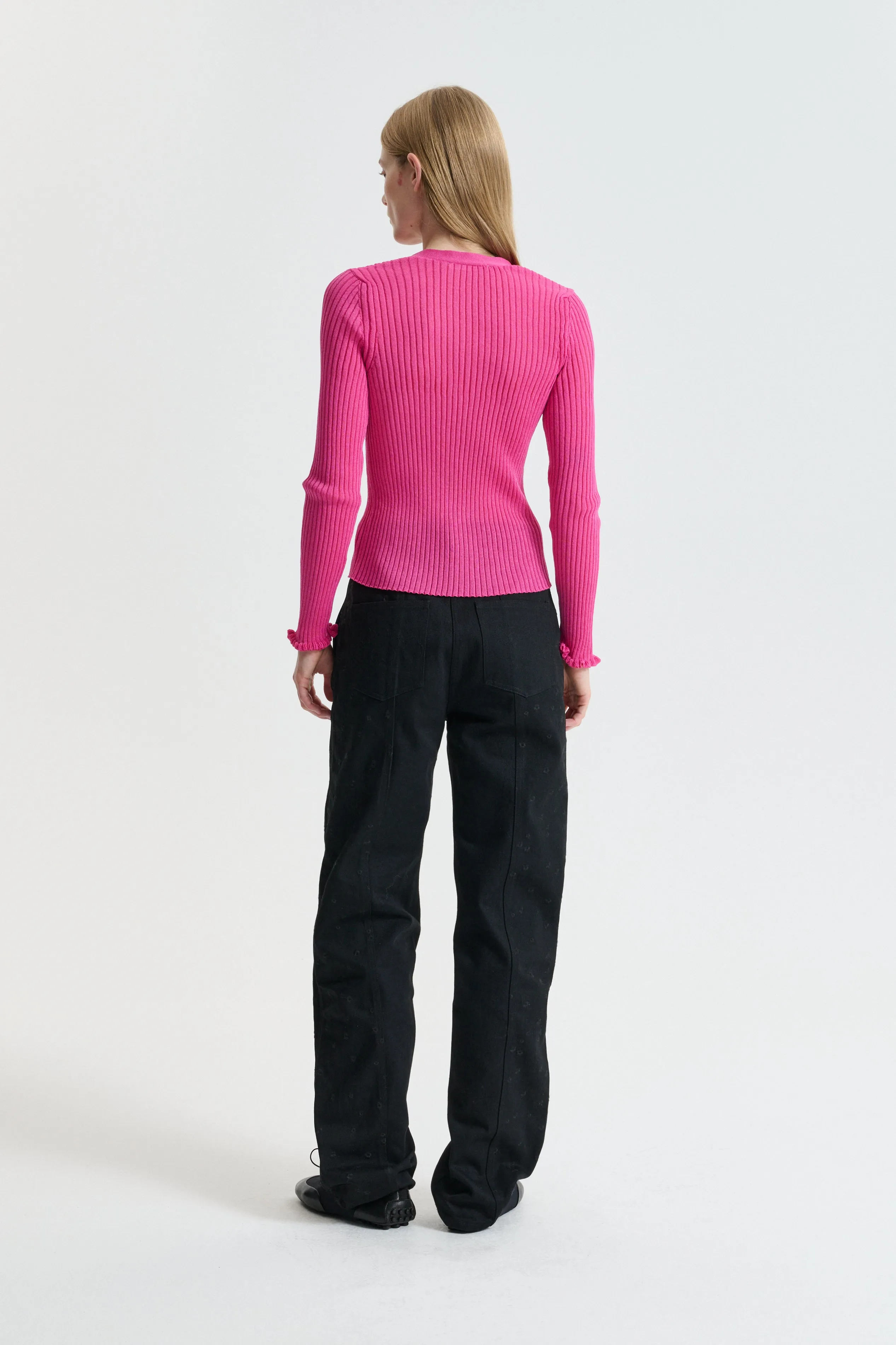 CBDYVEKE | CARDIGAN CRISP SUMMER RIB PINK sold by Cecilie Bahnsen product image thumbnail 3