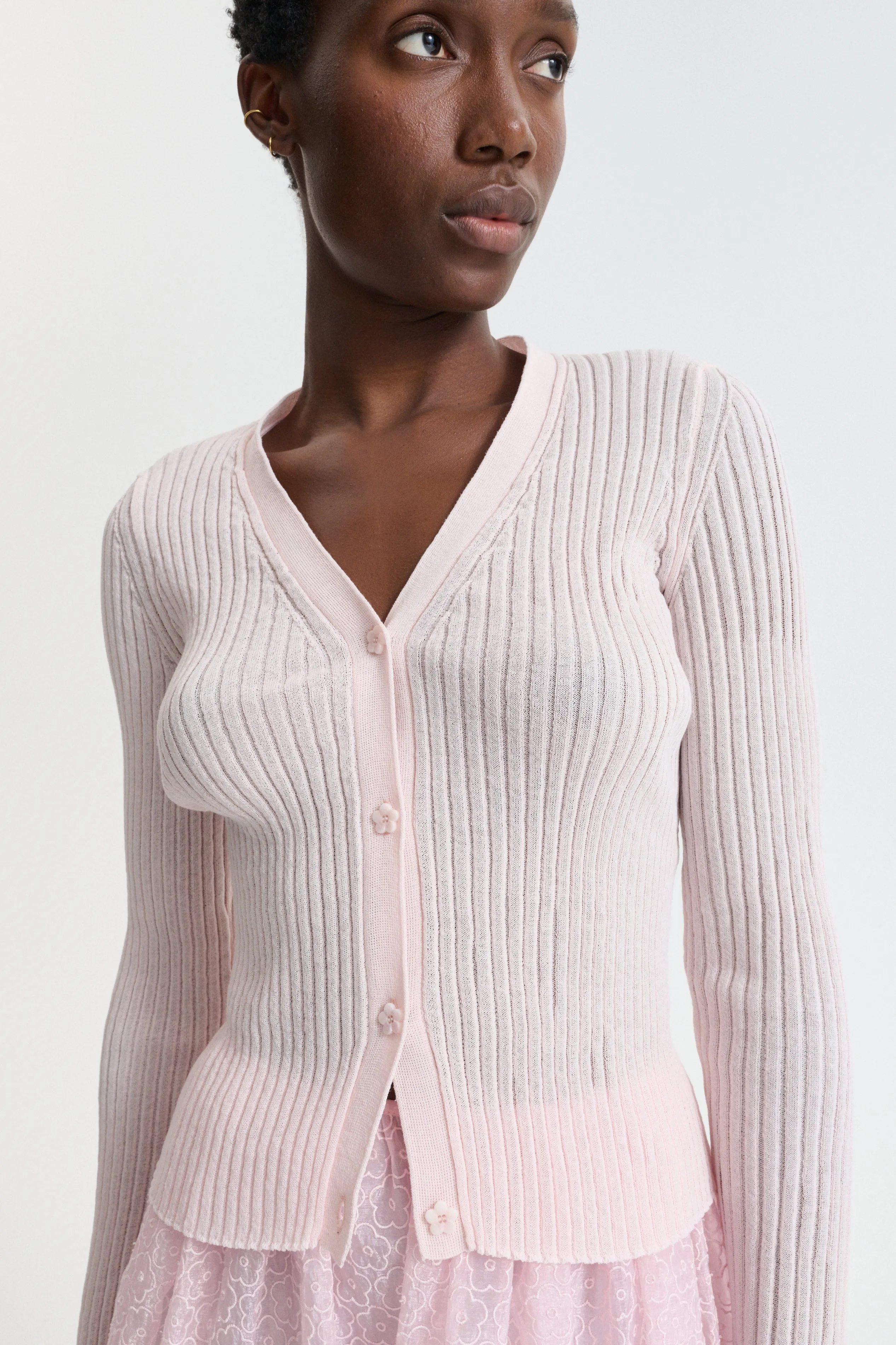 CBDYVEKE | CARDIGAN CRISP SUMMER RIB POWDER PINK sold by Cecilie Bahnsen product image thumbnail 2