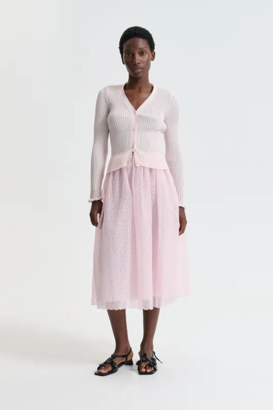 CBDYVEKE | CARDIGAN CRISP SUMMER RIB POWDER PINK made by Cecilie Bahnsen