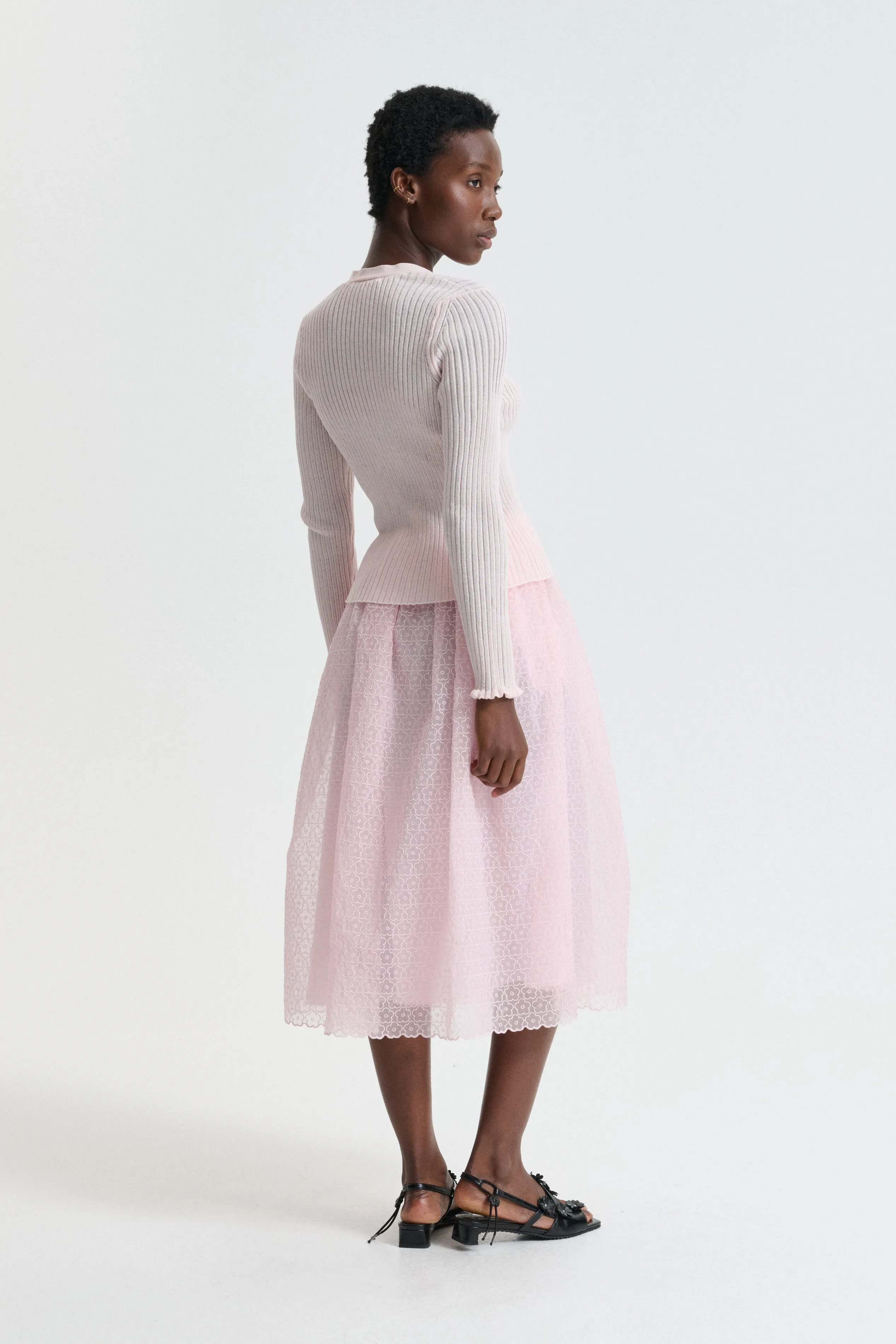 CBDYVEKE | CARDIGAN CRISP SUMMER RIB POWDER PINK sold by Cecilie Bahnsen product image thumbnail 3