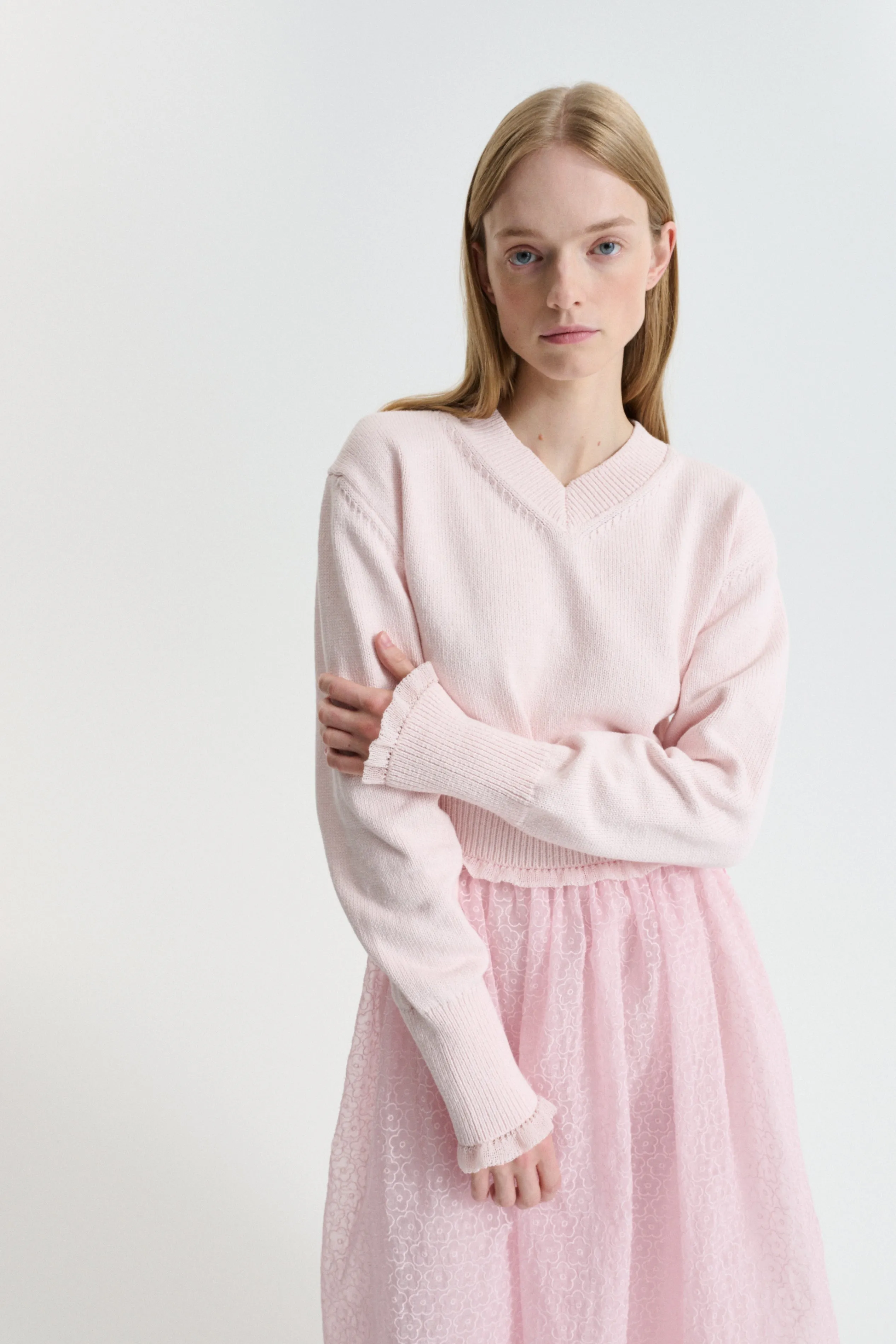 CBDRUSILLA | JUMPER CRISP SUMMER RIB POWDER PINK sold by Cecilie Bahnsen product image thumbnail 2