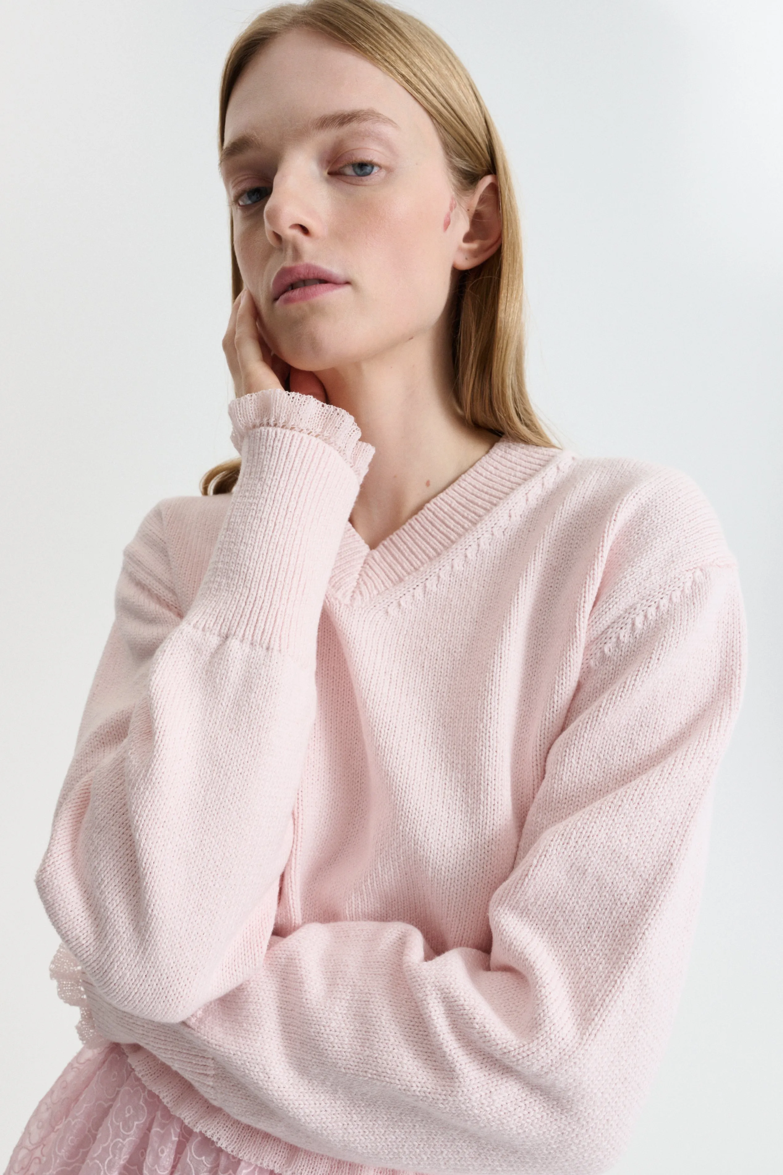 CBDRUSILLA | JUMPER CRISP SUMMER RIB POWDER PINK sold by Cecilie Bahnsen product image thumbnail 4