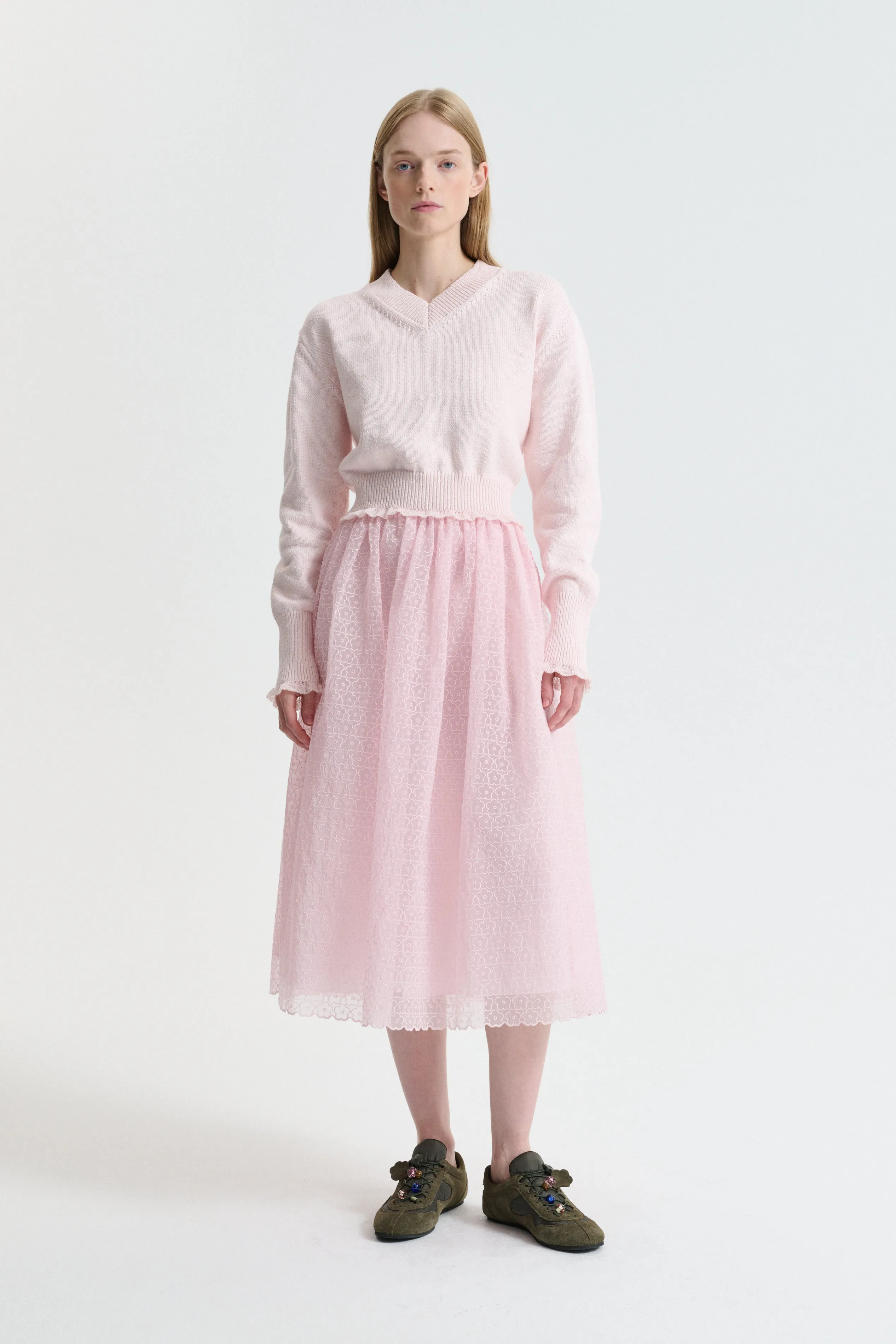 CBDRUSILLA | JUMPER CRISP SUMMER RIB POWDER PINK sold by Cecilie Bahnsen